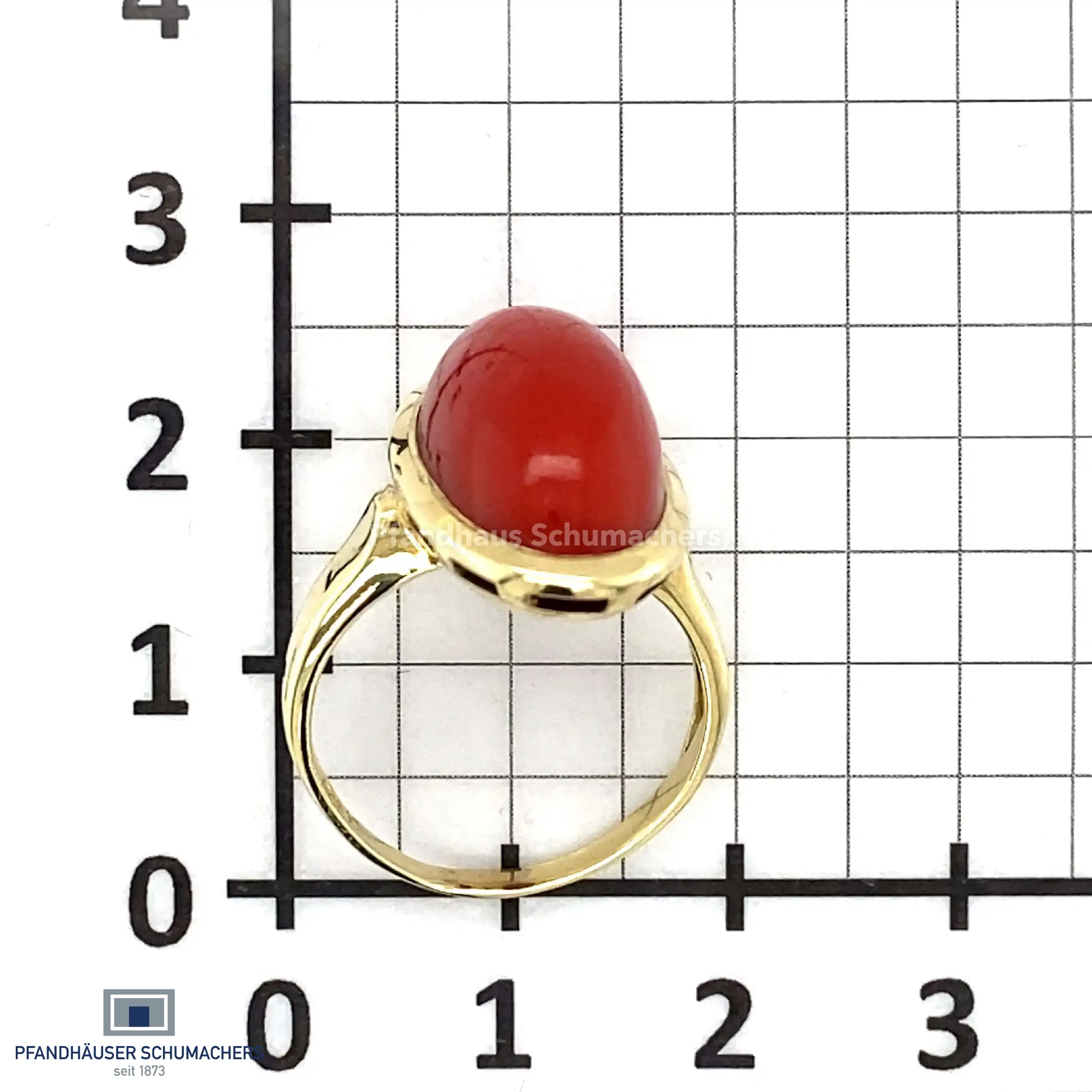 Ring Gelbgold mit rotem Farbstein