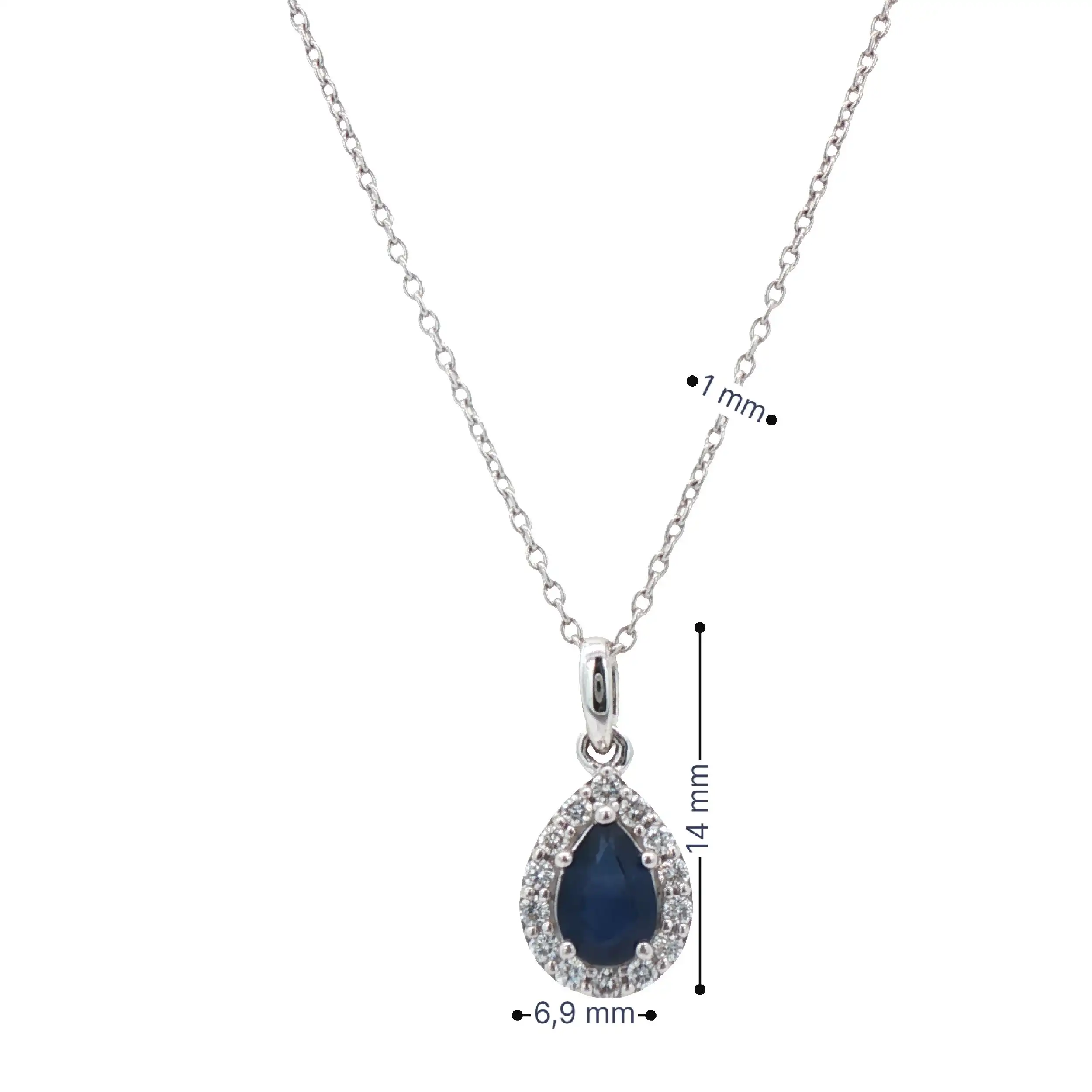 Ankercollier Weißgold "Tropfen" mit Brillanten und Saphir Ankercollier Weißgold "Tropfen" mit Brillanten und Saphir