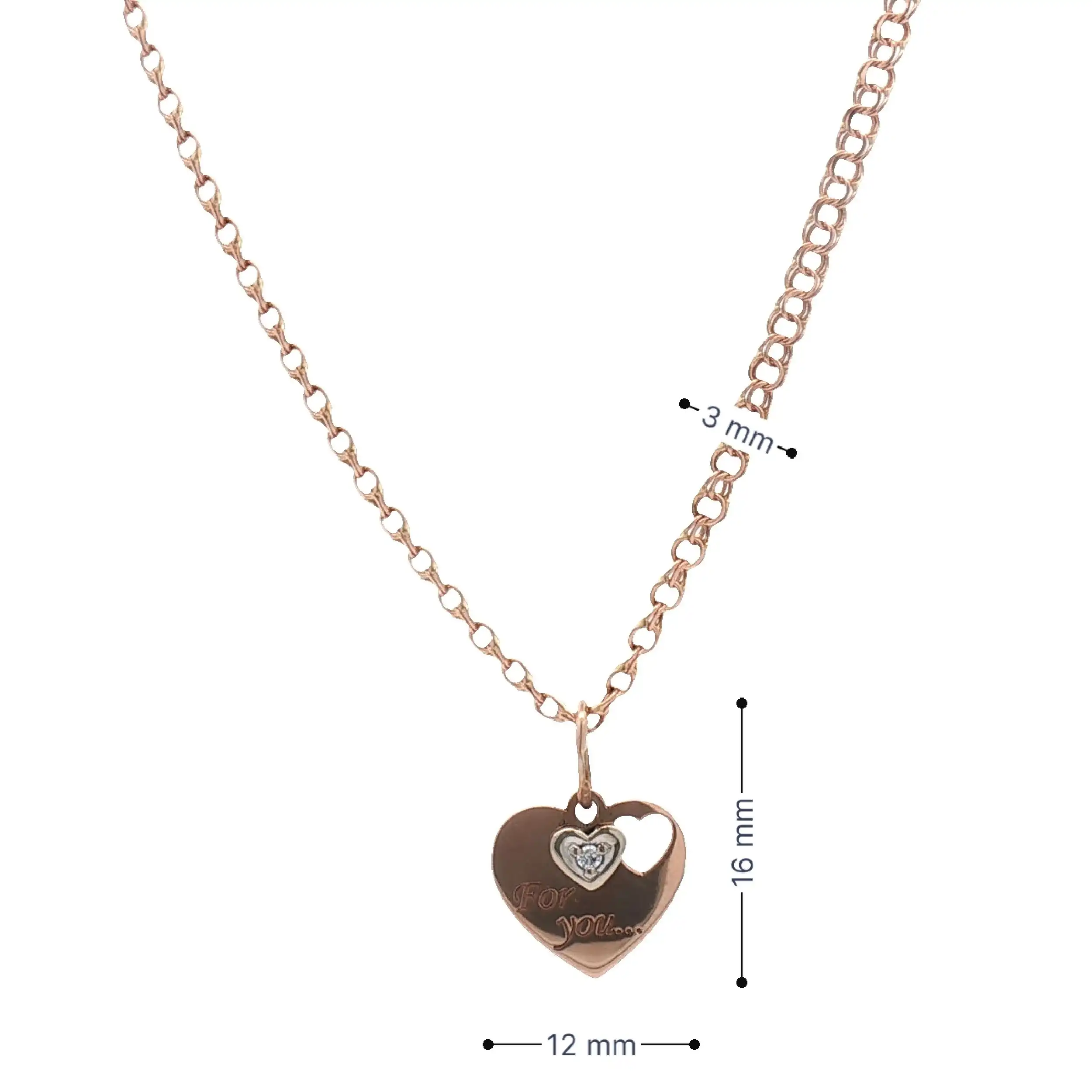Kette Rotgold mit Herzanhänger und Zirkonia