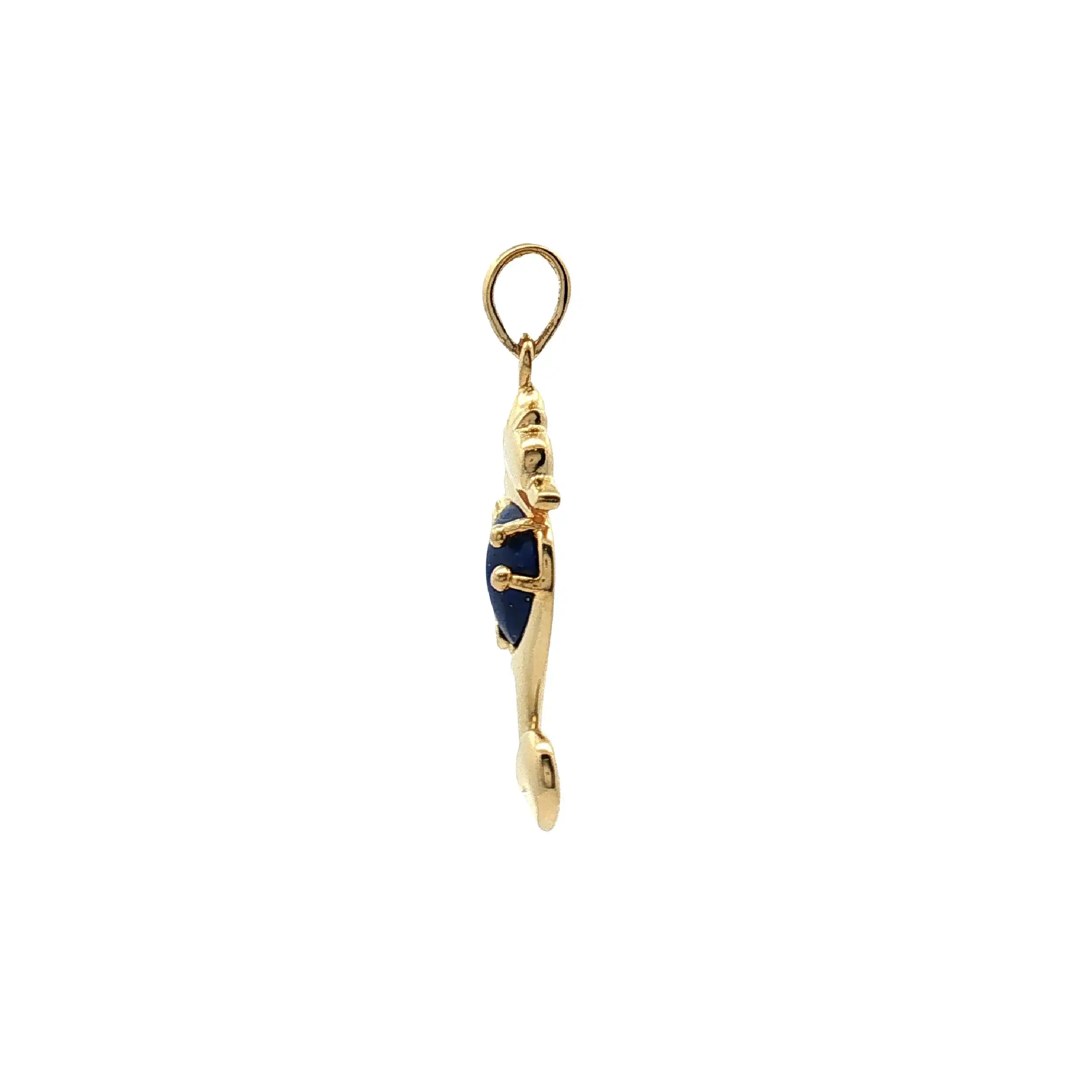 Anhänger Gelbgold Seepferdchen mit Lapislazuli