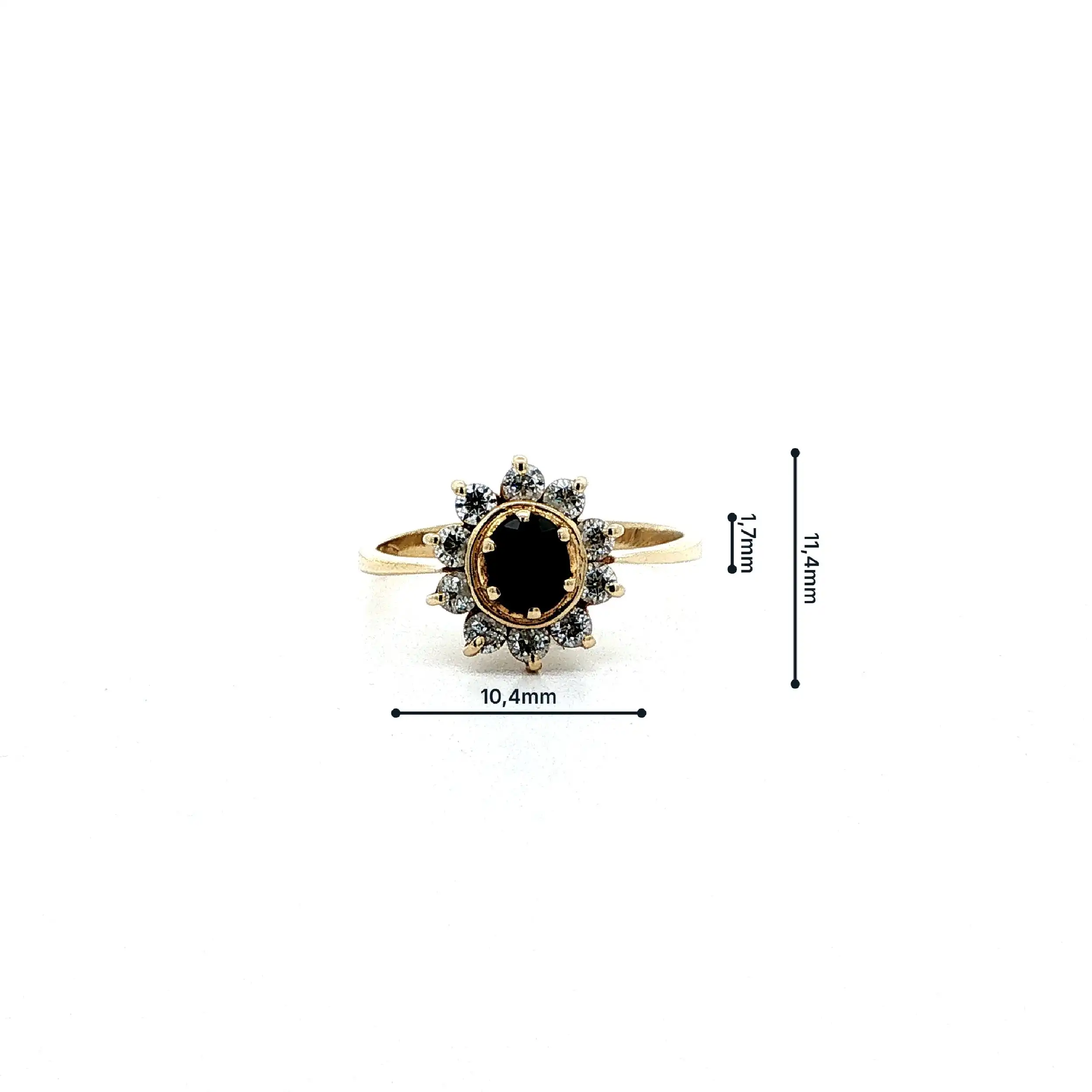 Ring Gelbgold mit blauem Farbstein & Zirkonia