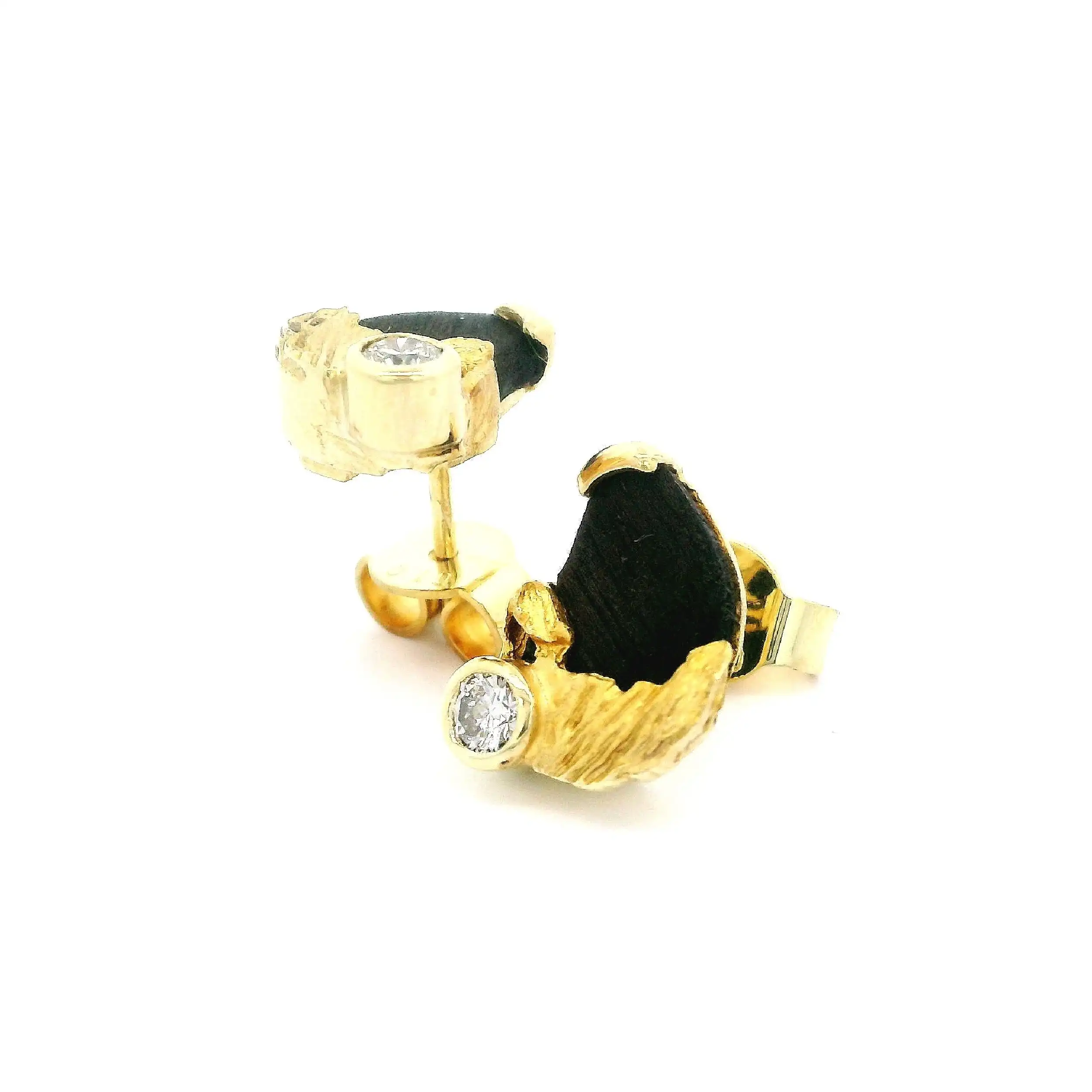 Paar Ohrringe Gelbgold mit Ebenholz und Brillanten Paar Ohrringe Gelbgold mit Ebenholz und Brillanten
