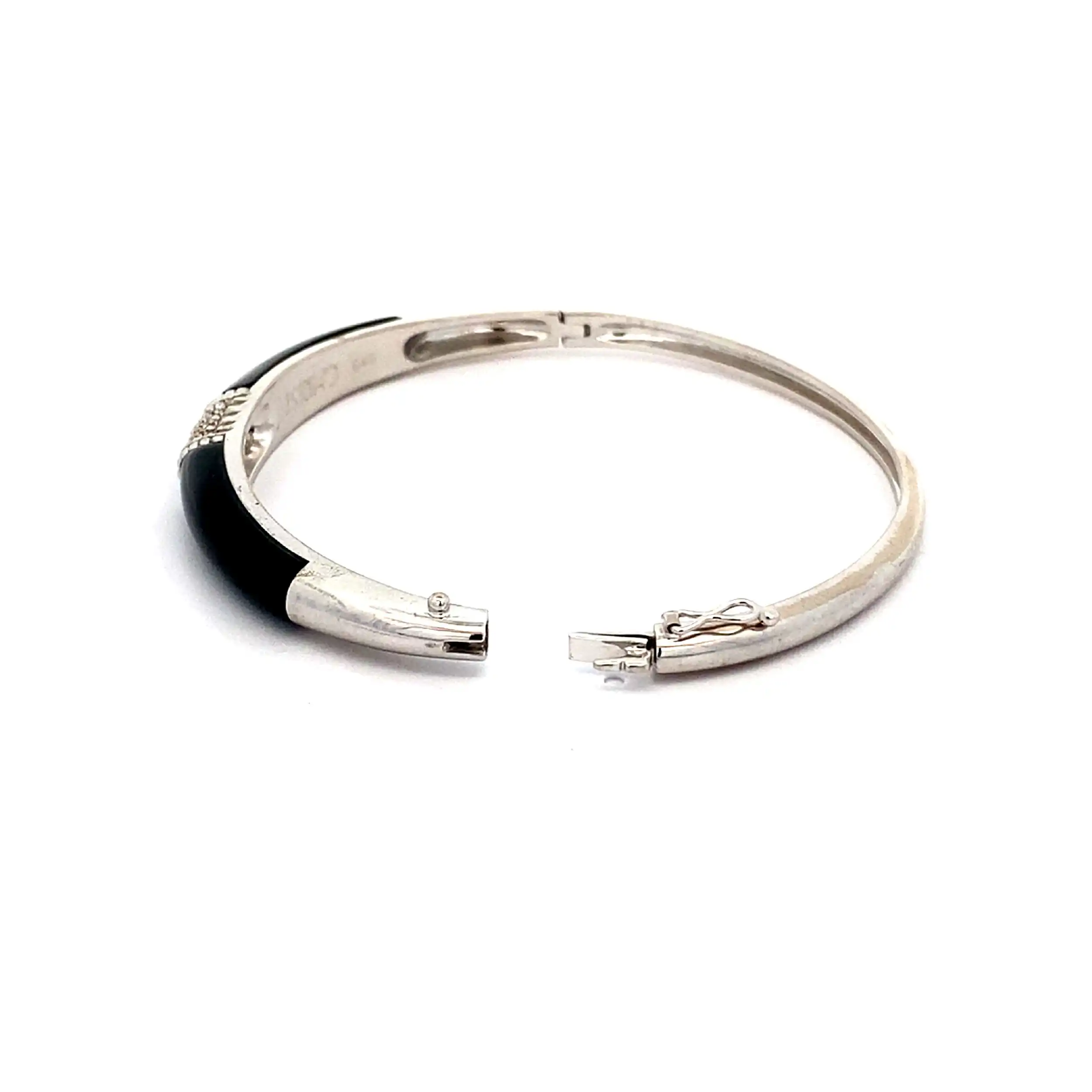Armreif Weißgold mit Diamanten und Onyx Armreif Weißgold mit Diamanten und Onyx