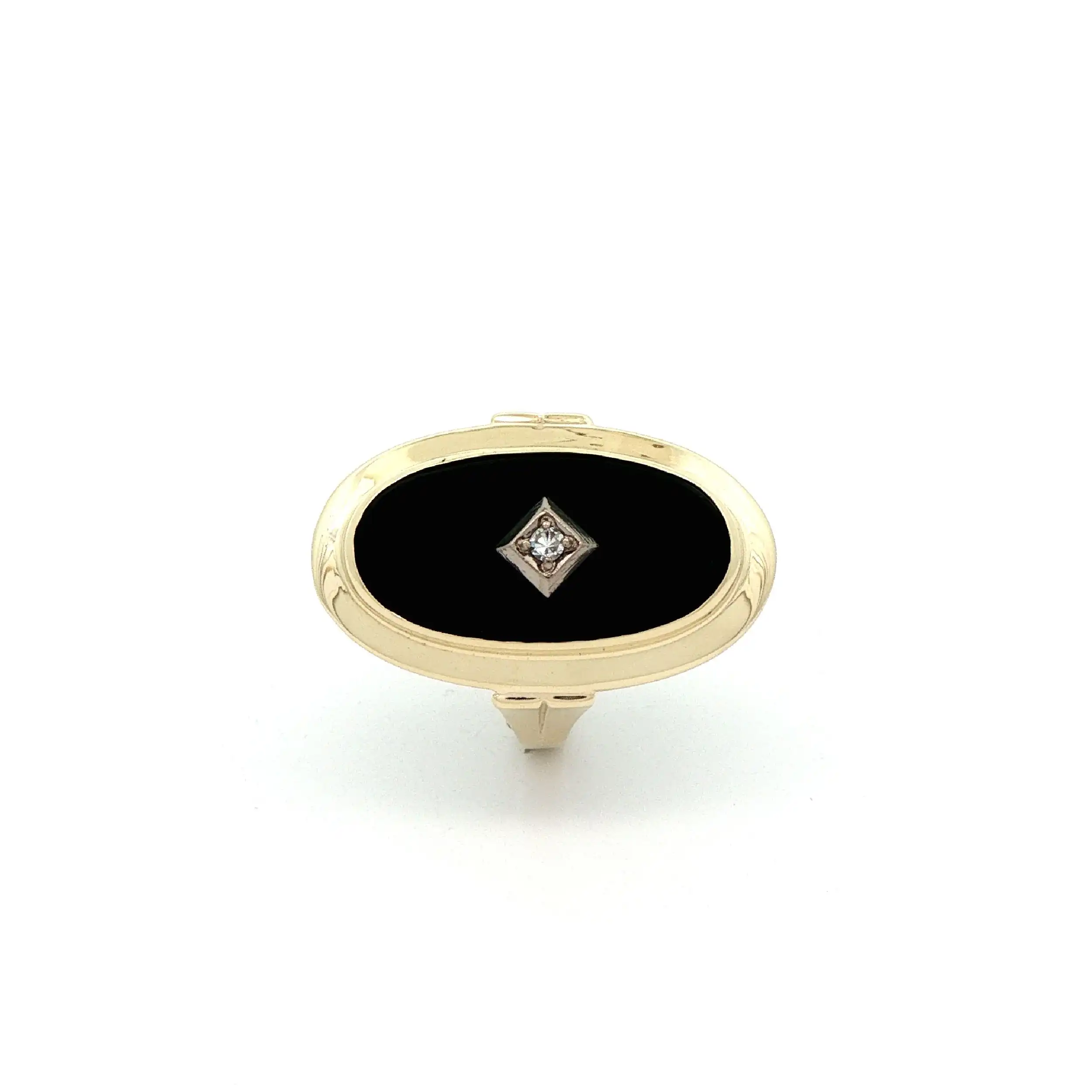 Ring Gelbgold mit Onyx und Diamant