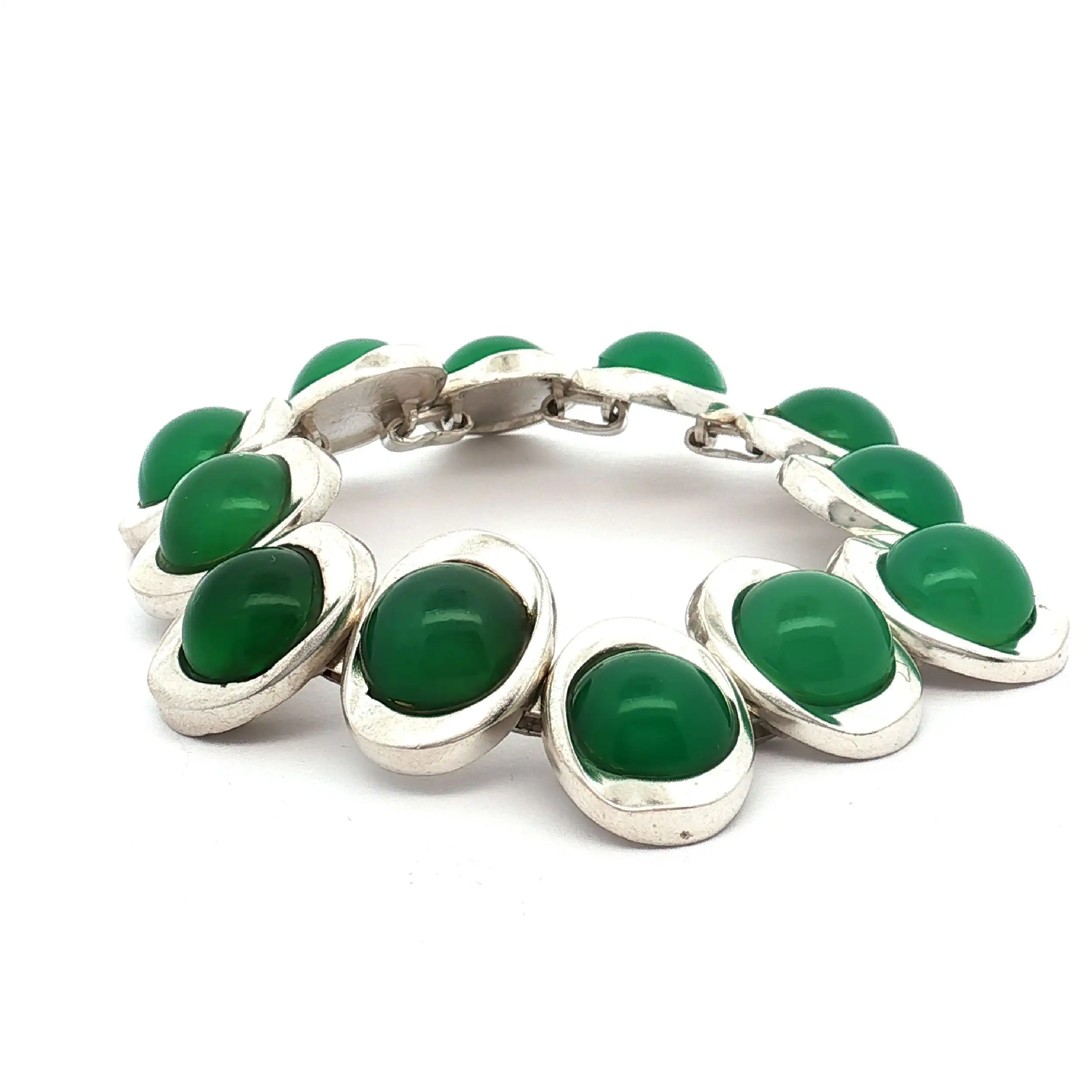 Armband Silber mit grünen Steinen