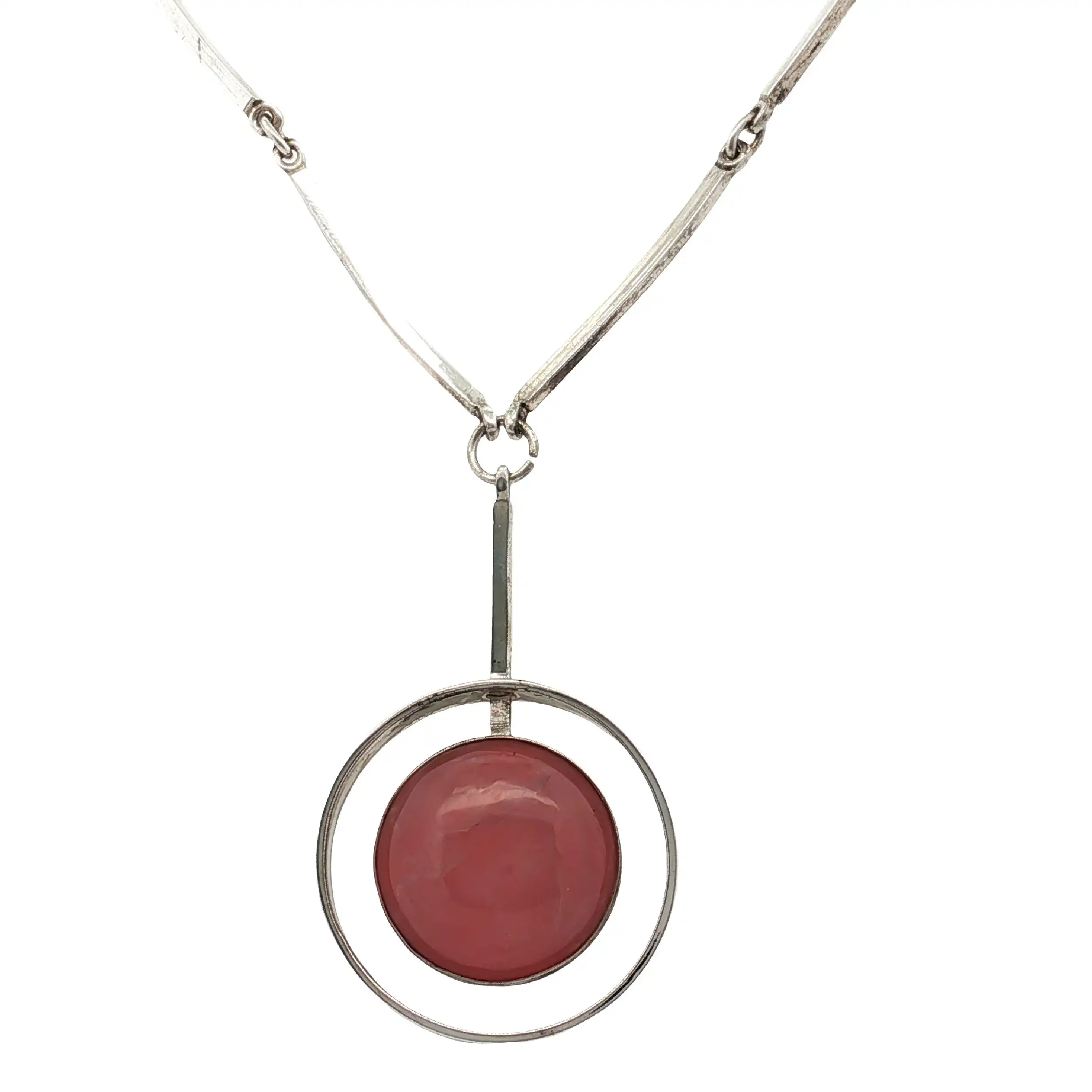 Collier Silber "N.E. Denmark" mit rosa Stein Collier Silber "N.E. Denmark" mit rosa Stein