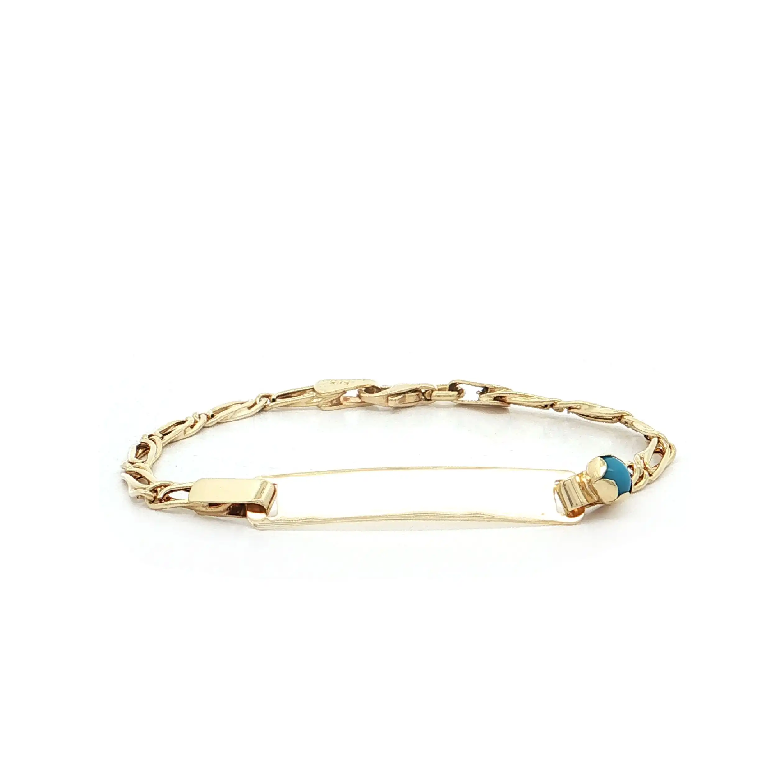 Identarmband Gelbgold mit blauem Farbstein
