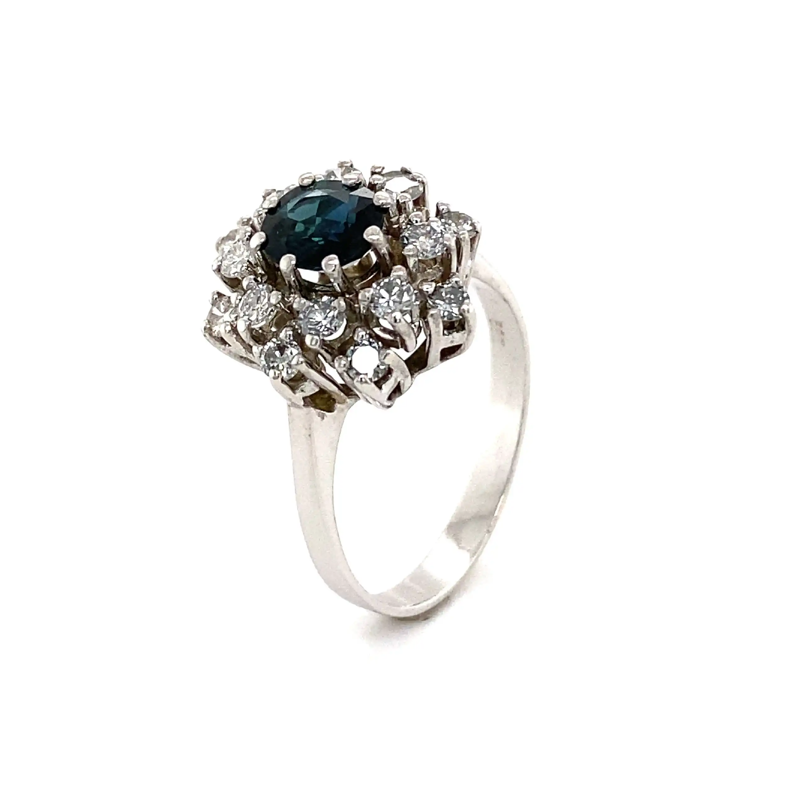 Ring Weißgold mit synthetischer Saphir & Brillanten Ring Weißgold mit synthetischer Saphir & Brillanten