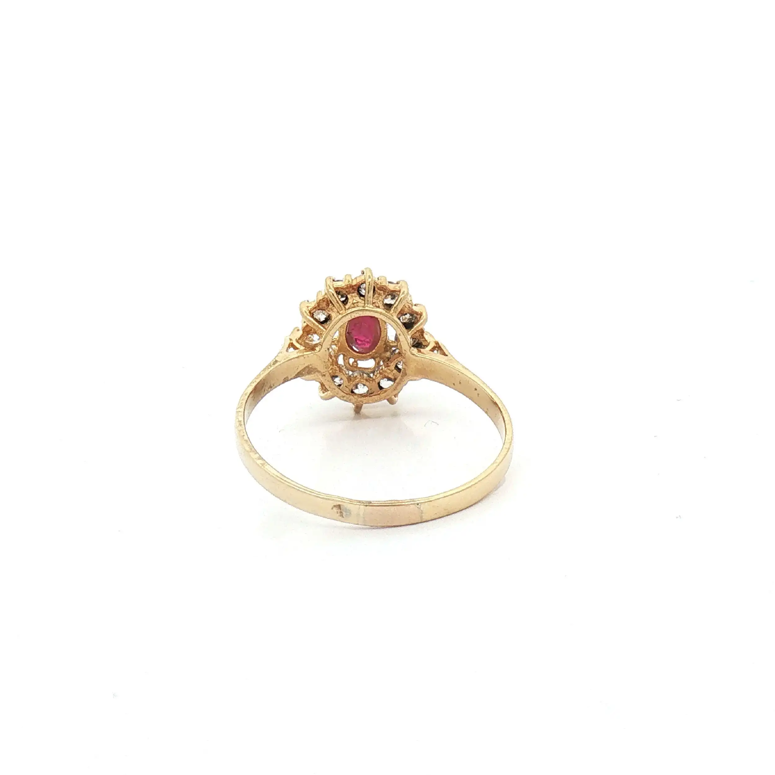 Ring Gelbgold mit Zirkonia und rotem Farbstein Ring Gelbgold mit Zirkonia und rotem Farbstein