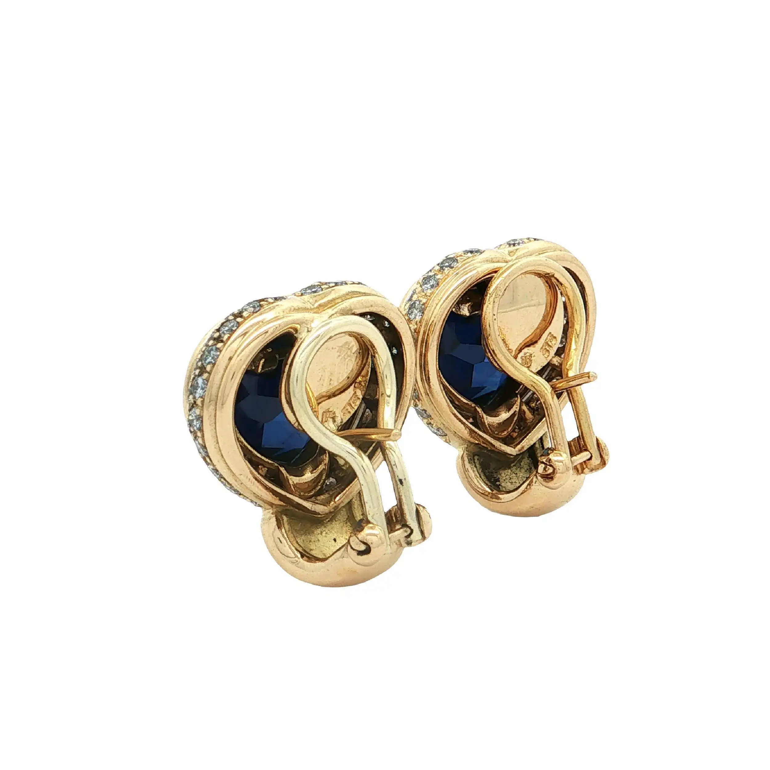 Ohrclips Gelbgold mit synthetischem Farbstein und Brillanten