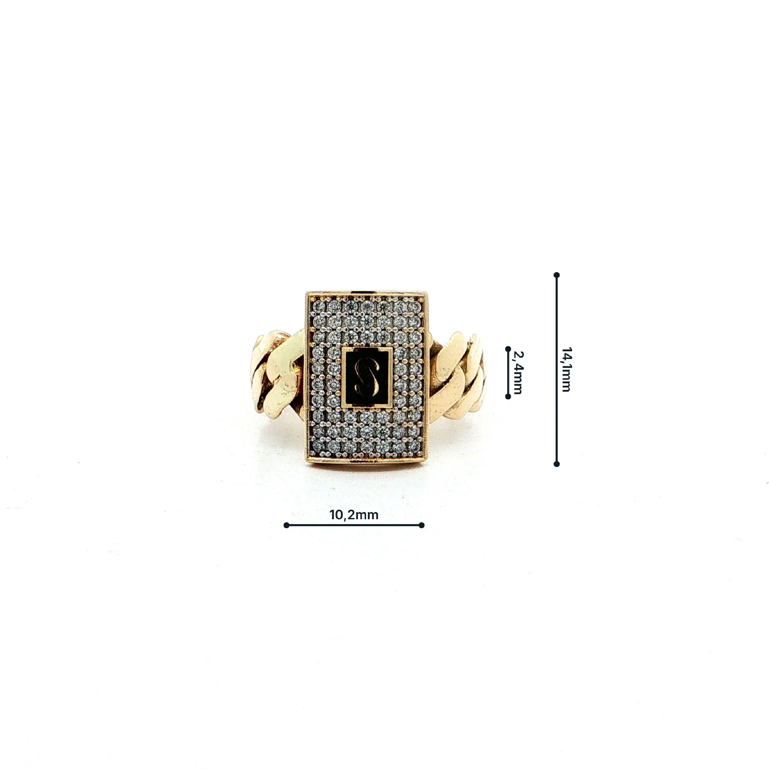 Ring Gelbgold mit schwarzem Lack & Zirkonia Ring Gelbgold mit schwarzem Lack & Zirkonia
