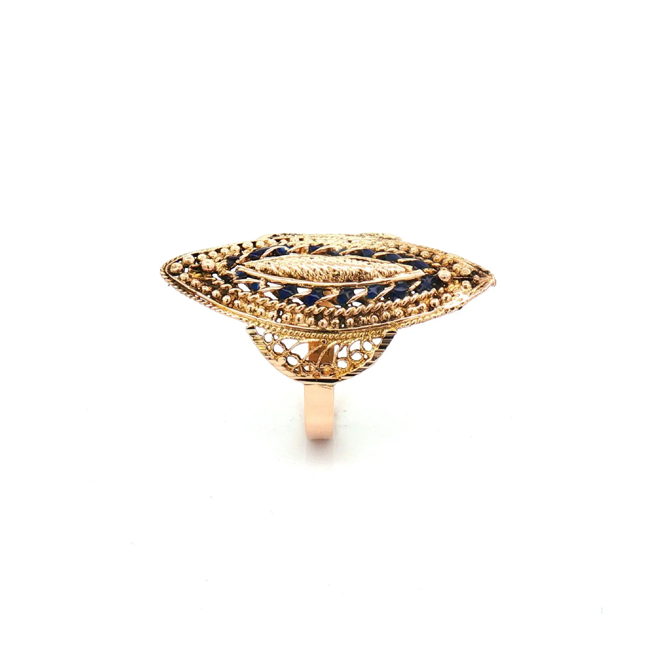 Ring Gelbgold mit blauer Auflage