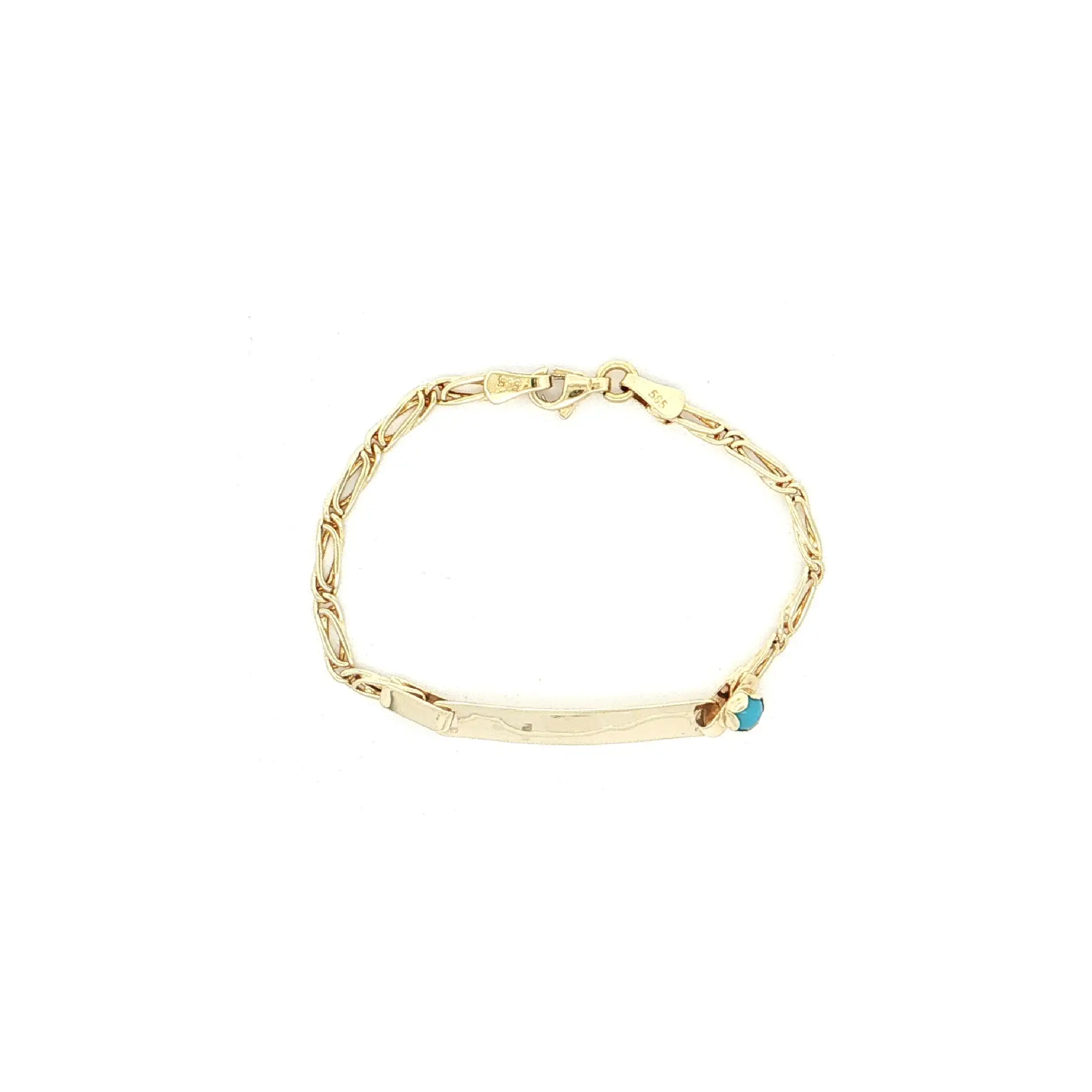 Identarmband Gelbgold mit blauem Farbstein