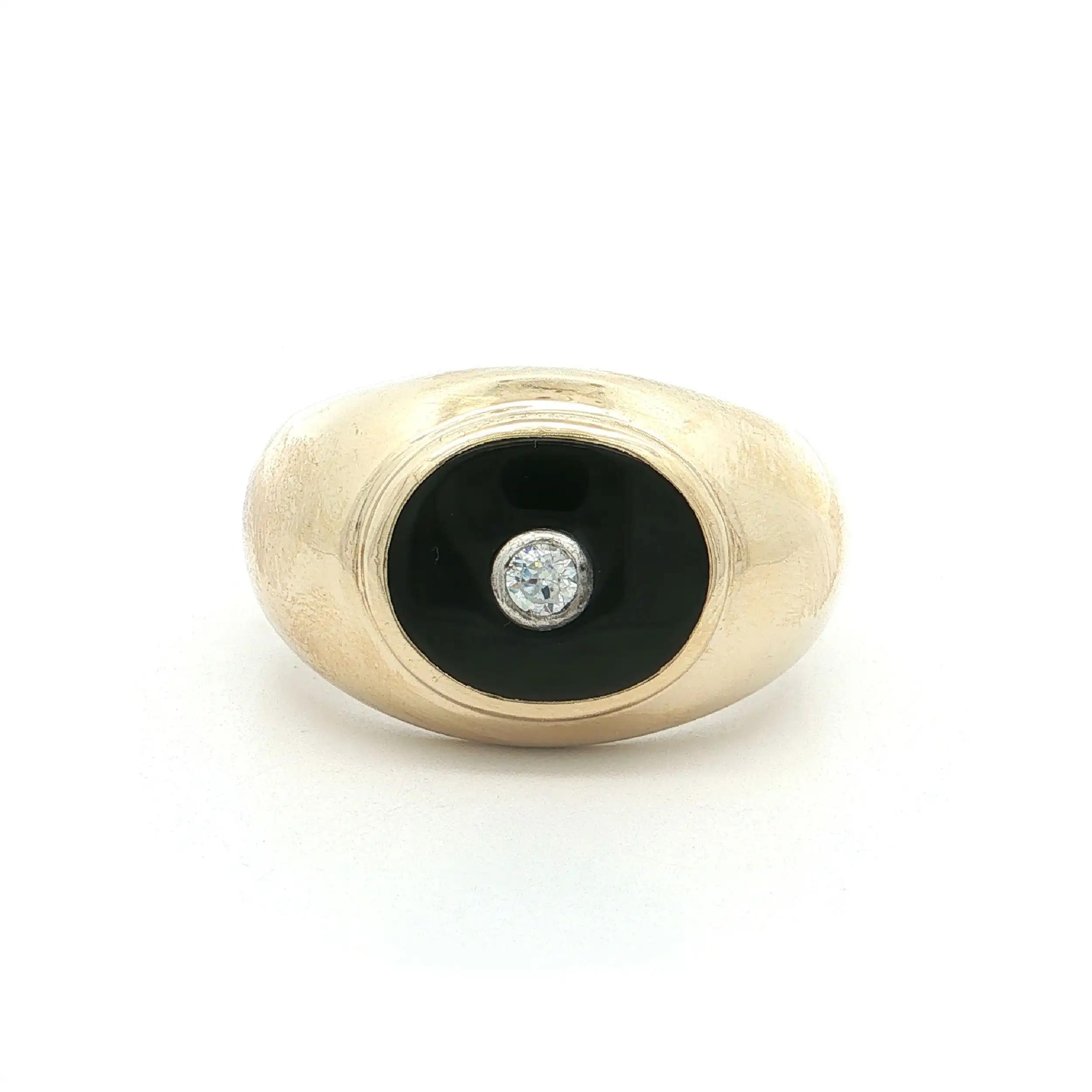 Ring Gelbgold mit Onyx und Zirkonia