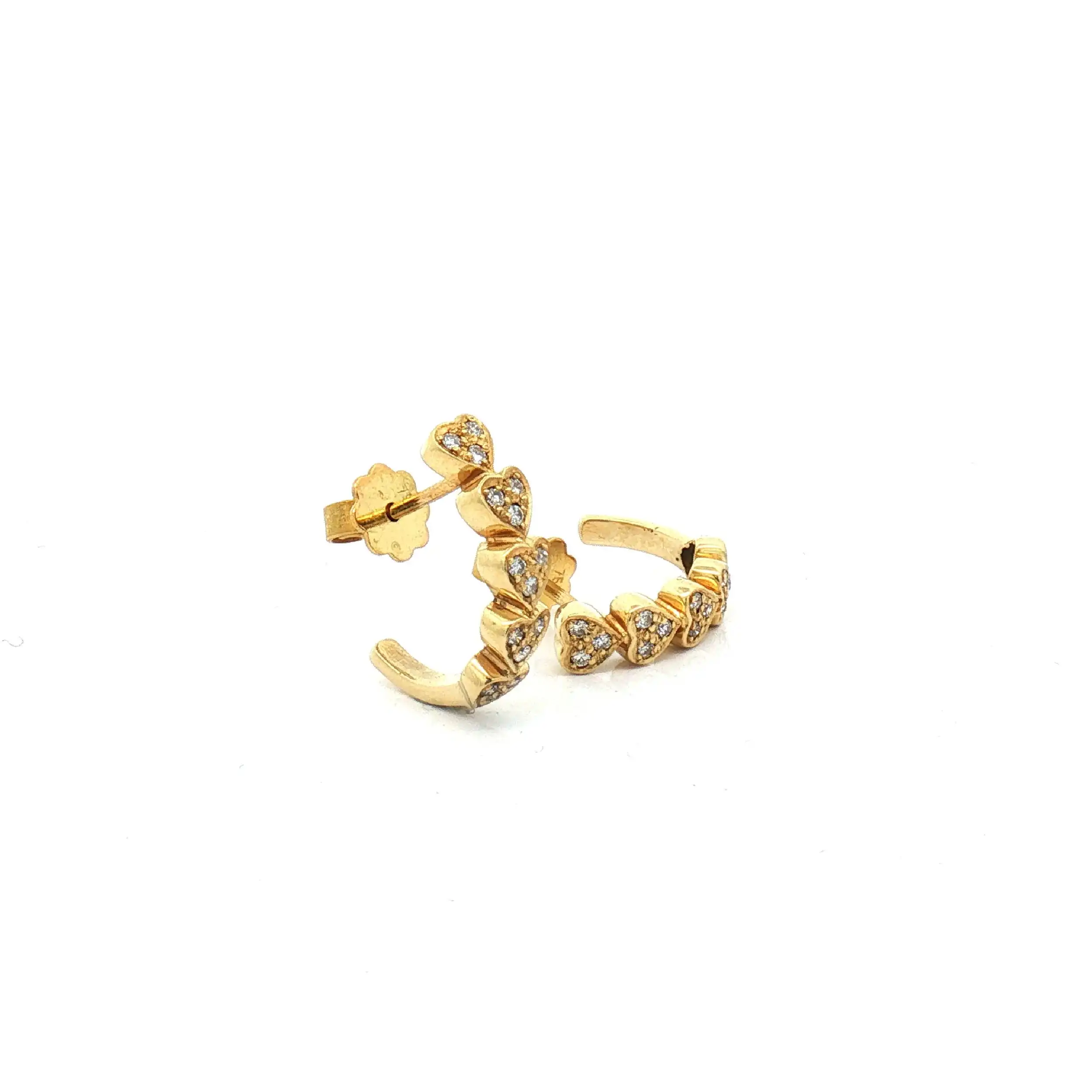 Halbcreolen Gelbgold Herzen mit Brillanten