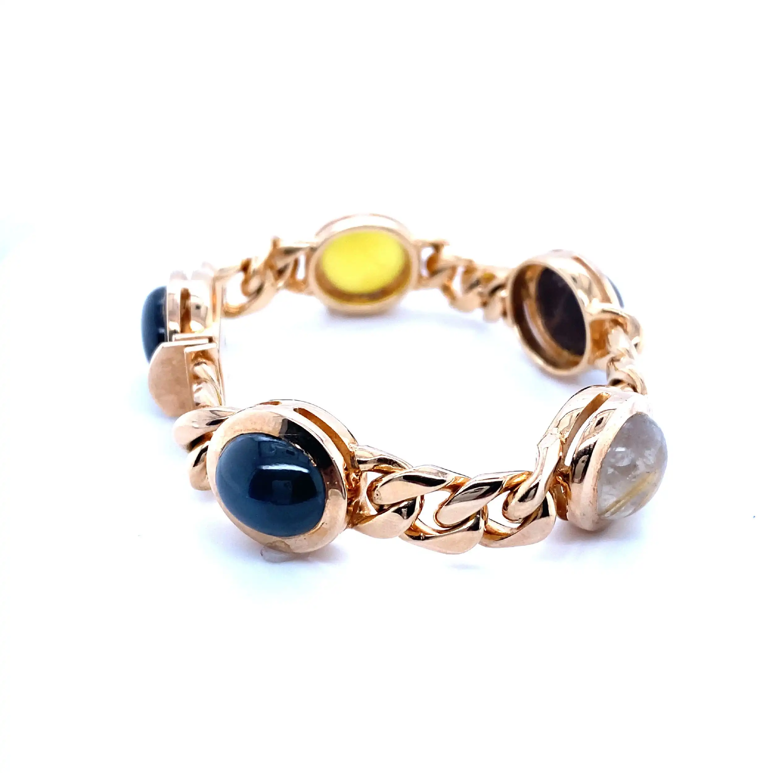 Armband Rosegold mit Sternsaphiren, Bergkristall, Skapolith-Katzenauge und Opal mit EPL Expertise Armband Rosegold mit Sternsaphiren, Bergkristall, Skapolith-Katzenauge und Opal mit EPL Expertise