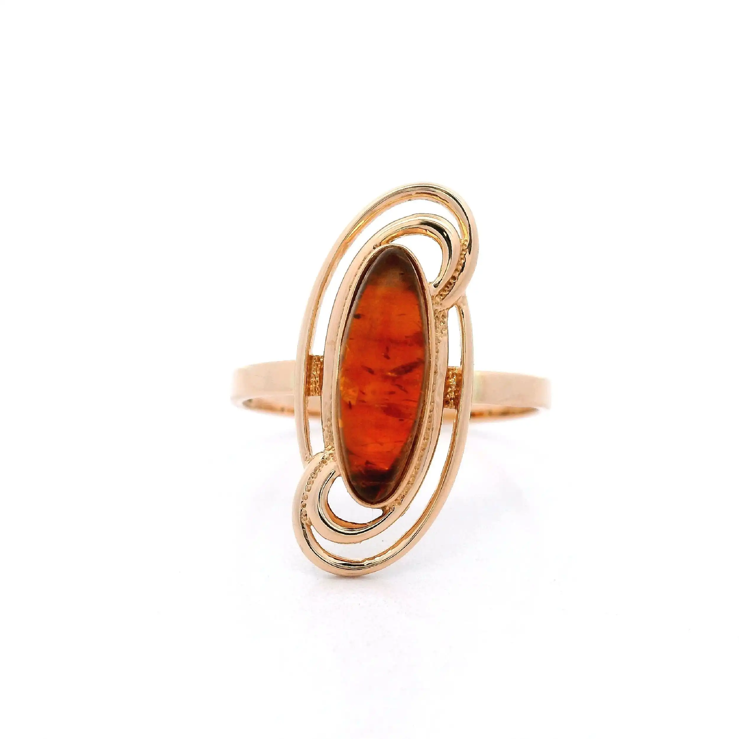 Ring Rotgold mit Bernstein Cabochon Ring Rotgold mit Bernstein Cabochon