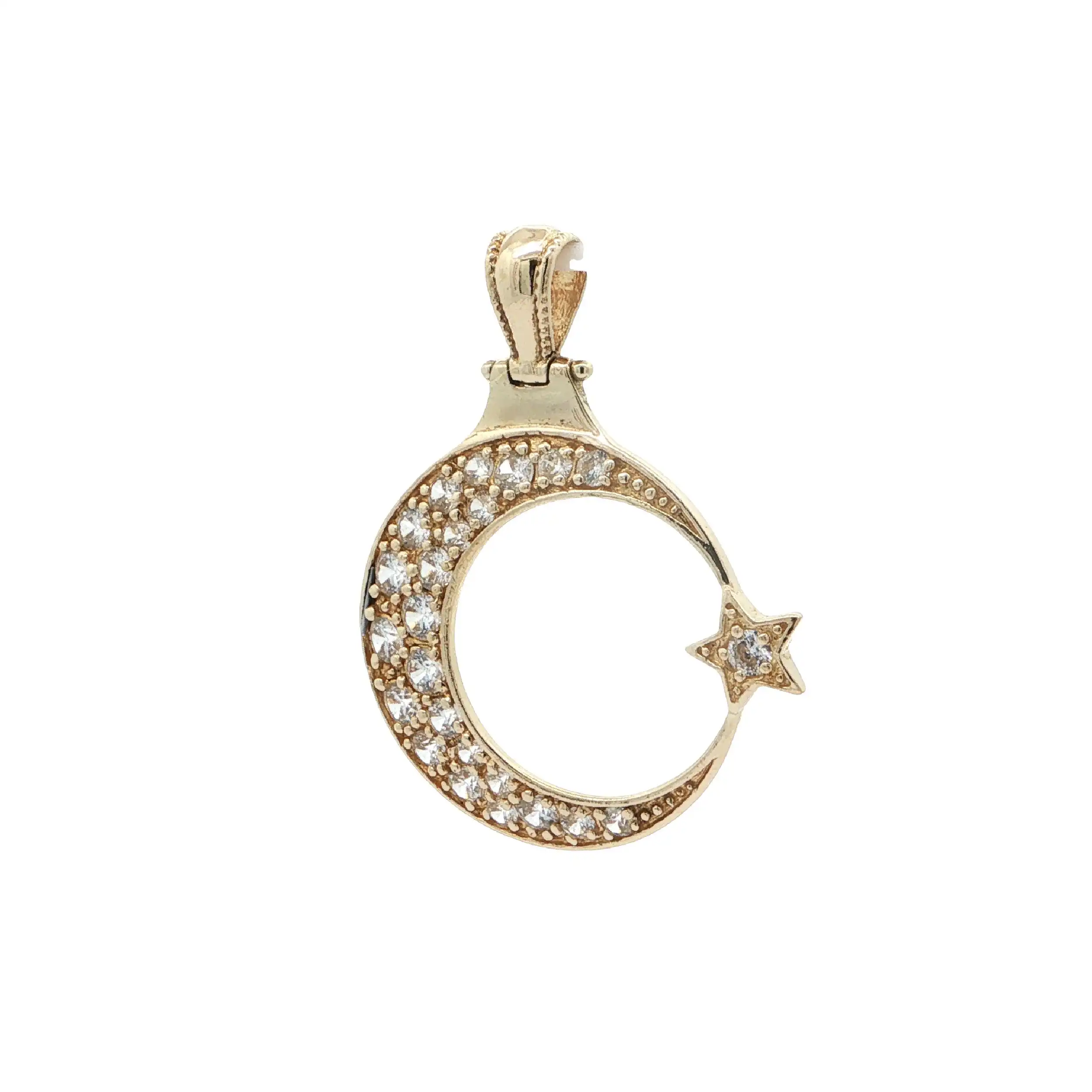 Anhänger Gelbgold "Mond mit Stern" & Zirkonia