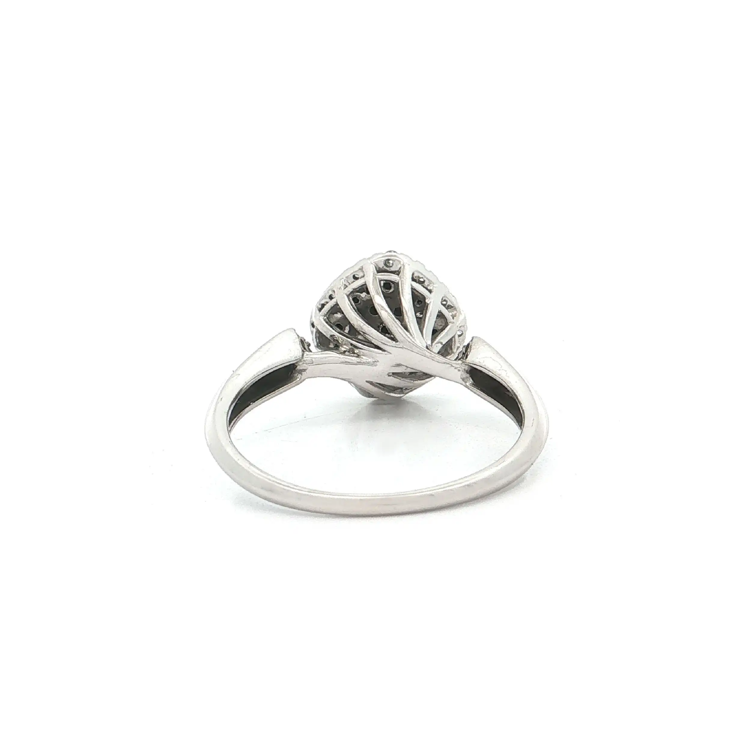 Ring Weißgold mit schwarzen und weißen Diamanten, graviert mit 0,41ct
