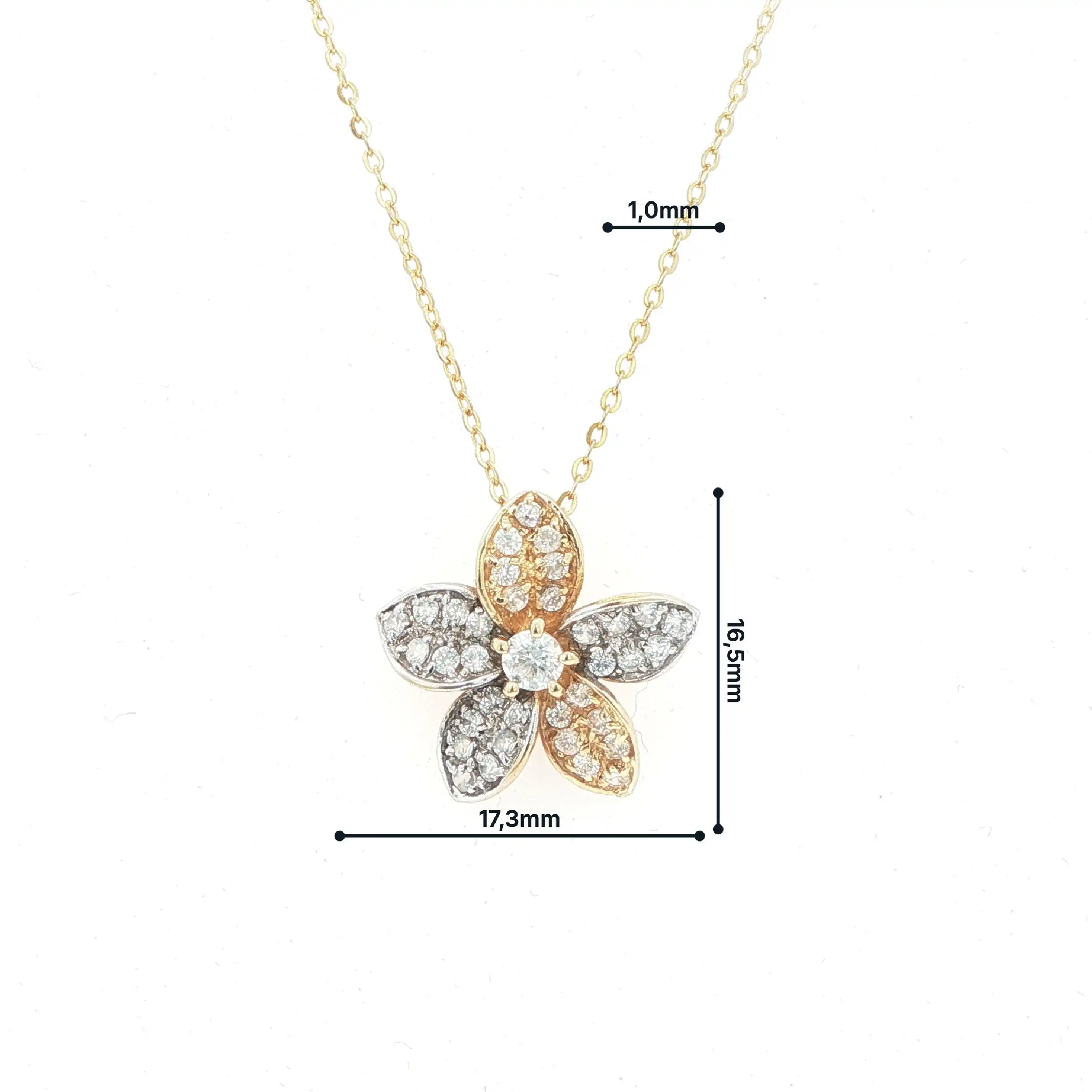 Ankerkette Bicolor mit Anhänger mit Zirkonia