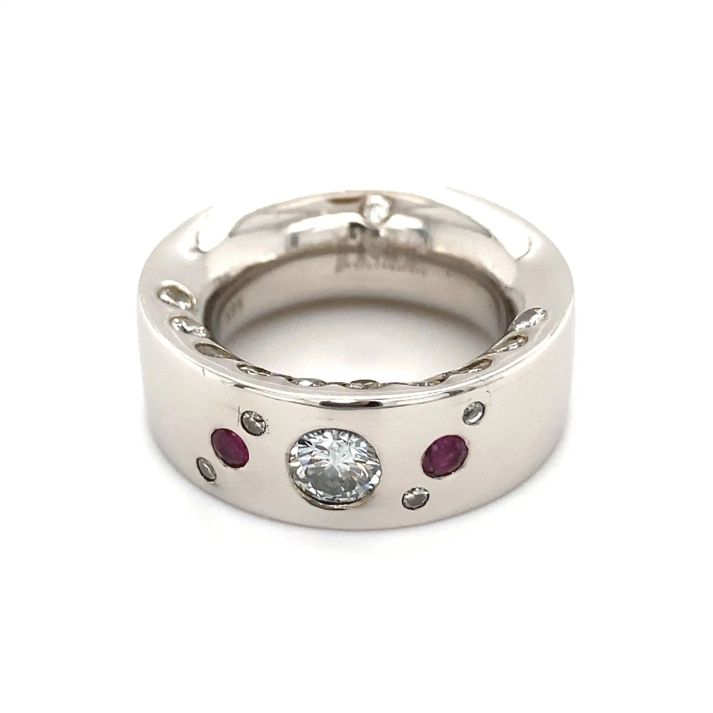 Ring Weißgold massiv mit Rubinen & Brillanten Ring Weißgold massiv mit Rubinen & Brillanten