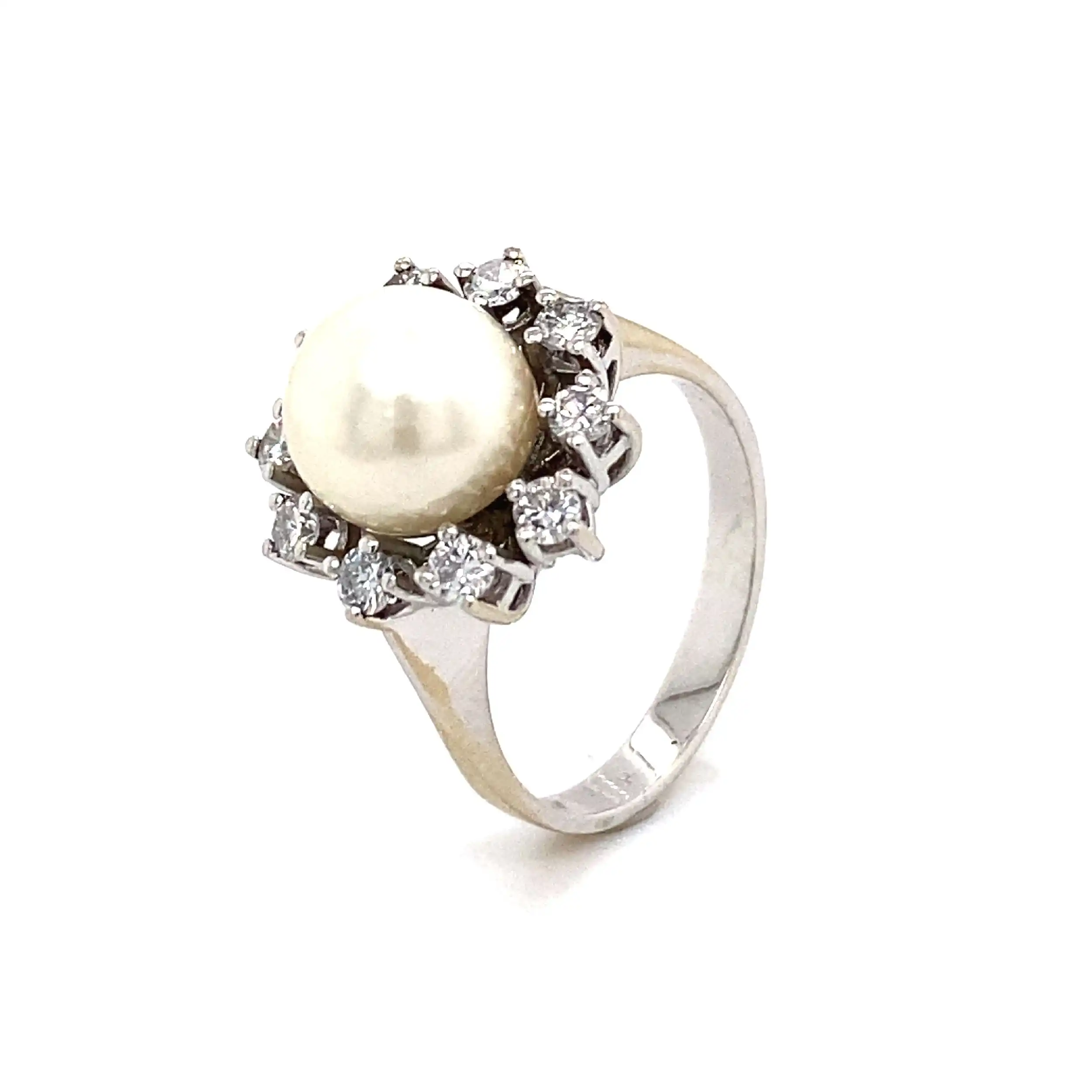 Ring Weißgold mit Perle & Brillanten Ring Weißgold mit Perle & Brillanten