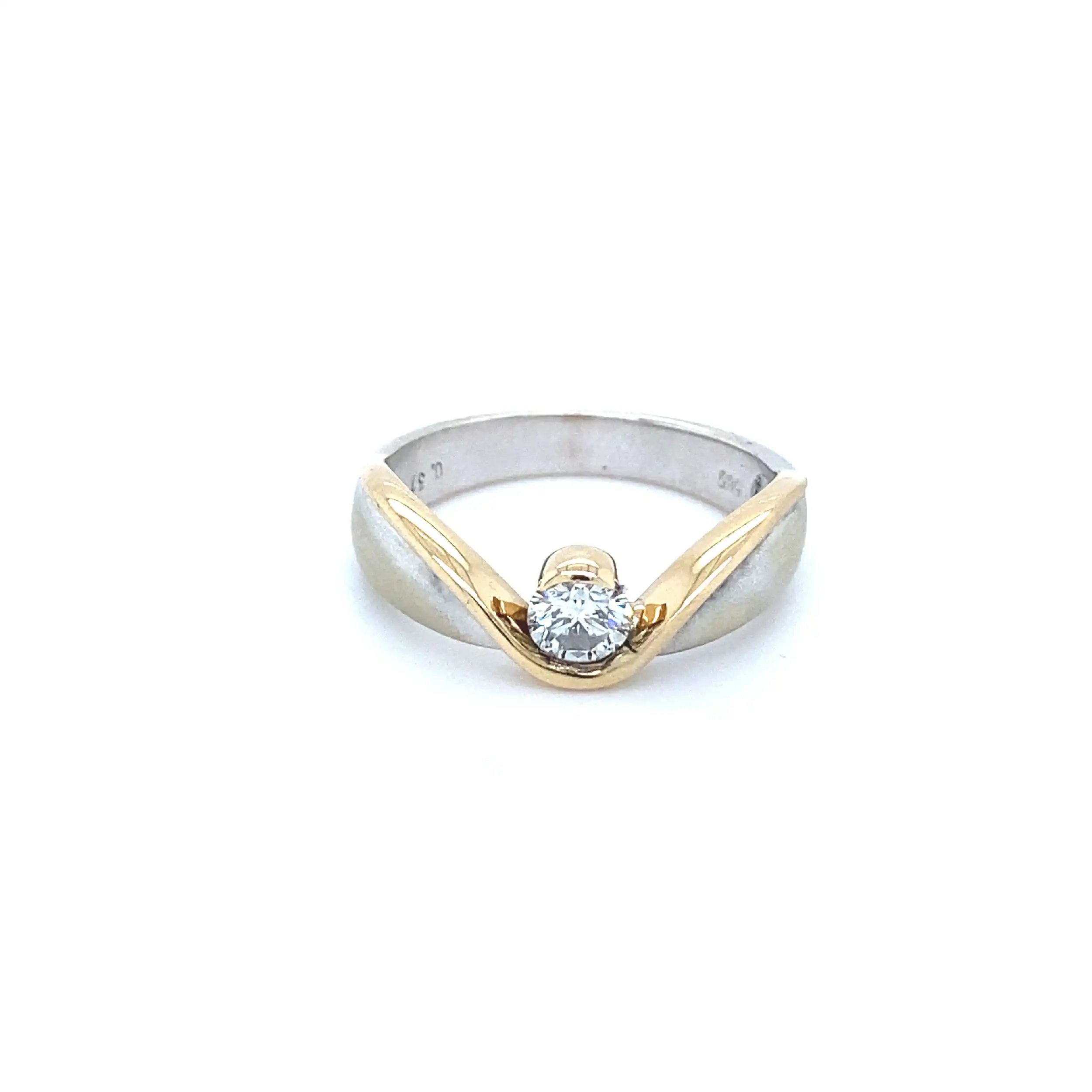 Ring Bicolor mit Brillant, graviert mit 0,37ct