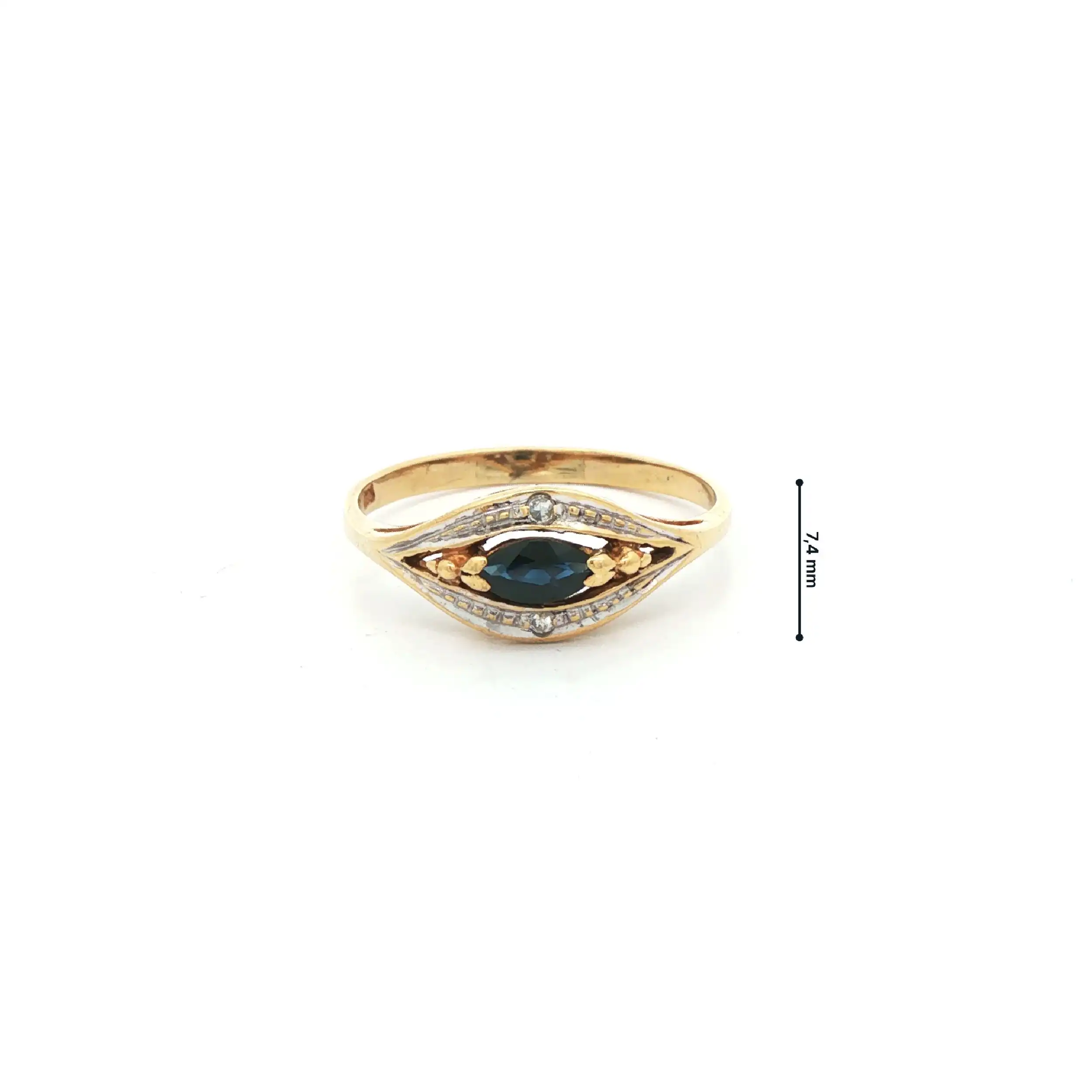 Ring Gelbgold mit blauen Farbstein und Diamanten