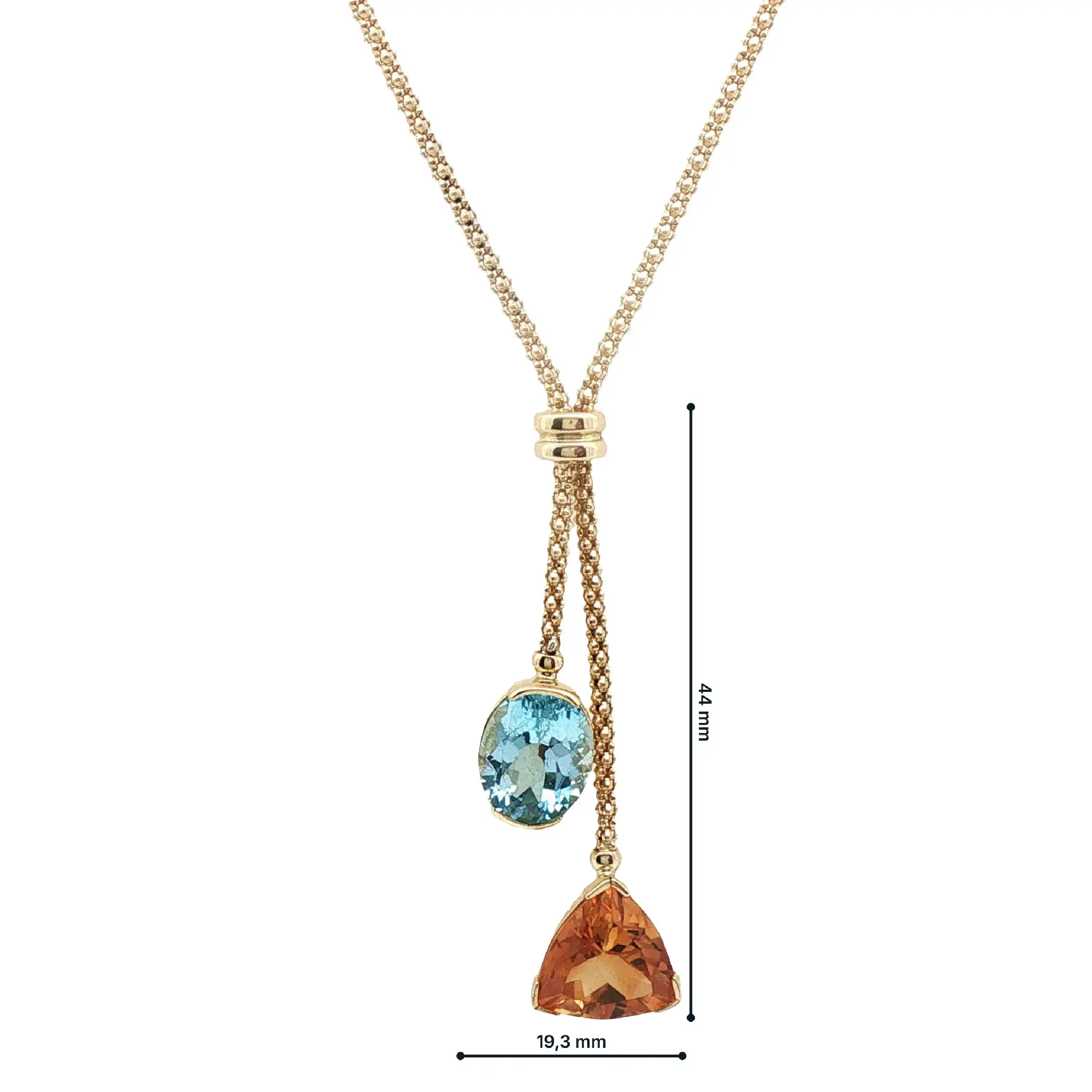 Collier Gelbgold Y mit Citrin und Topas