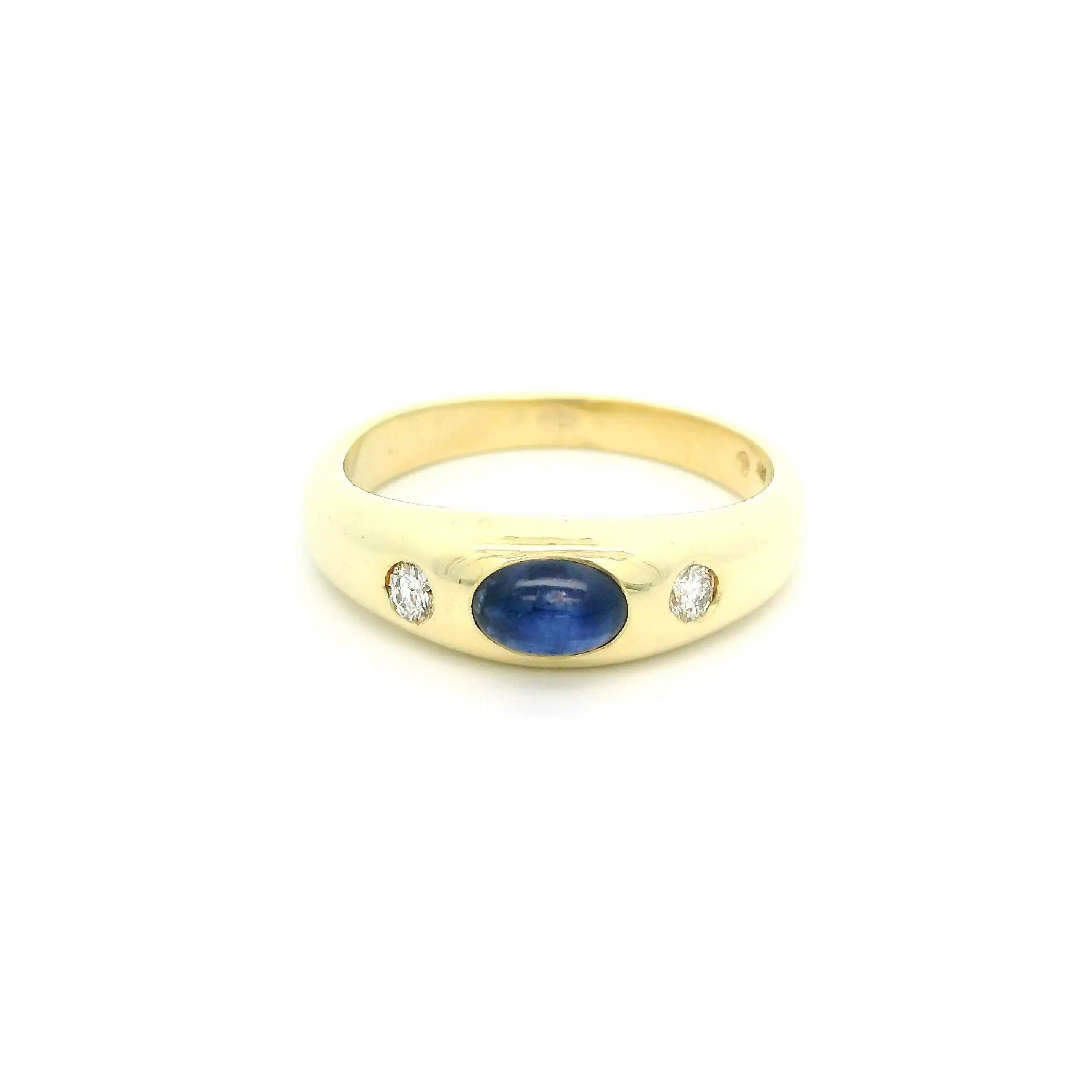 Ring Gelbgold mit Brillanten und Cabochon Farbstein