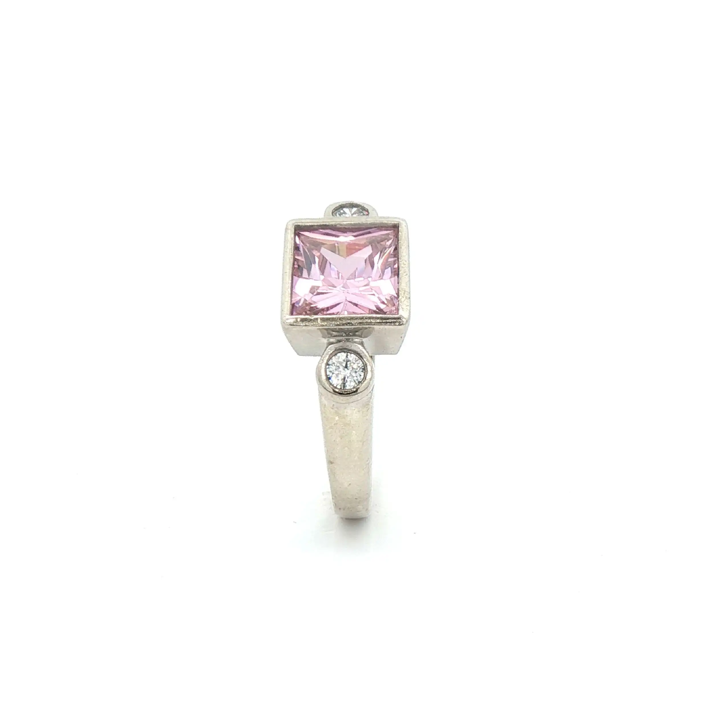 Ring Weißgold mit Zirkonia und Farbstein Ring Weißgold mit Zirkonia und Farbstein