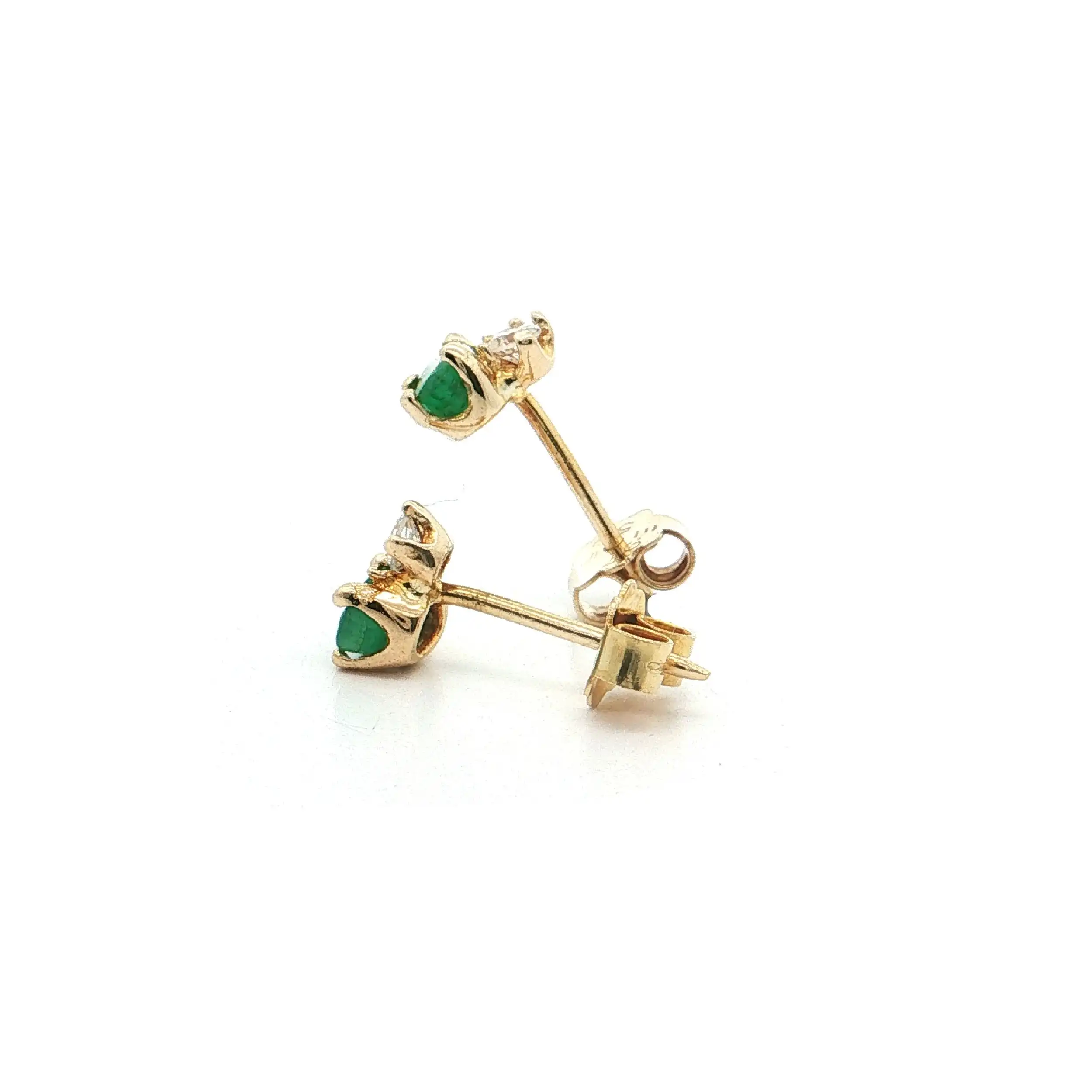 Ohrstecker Gelbgold mit Smaragd und Zirkonia