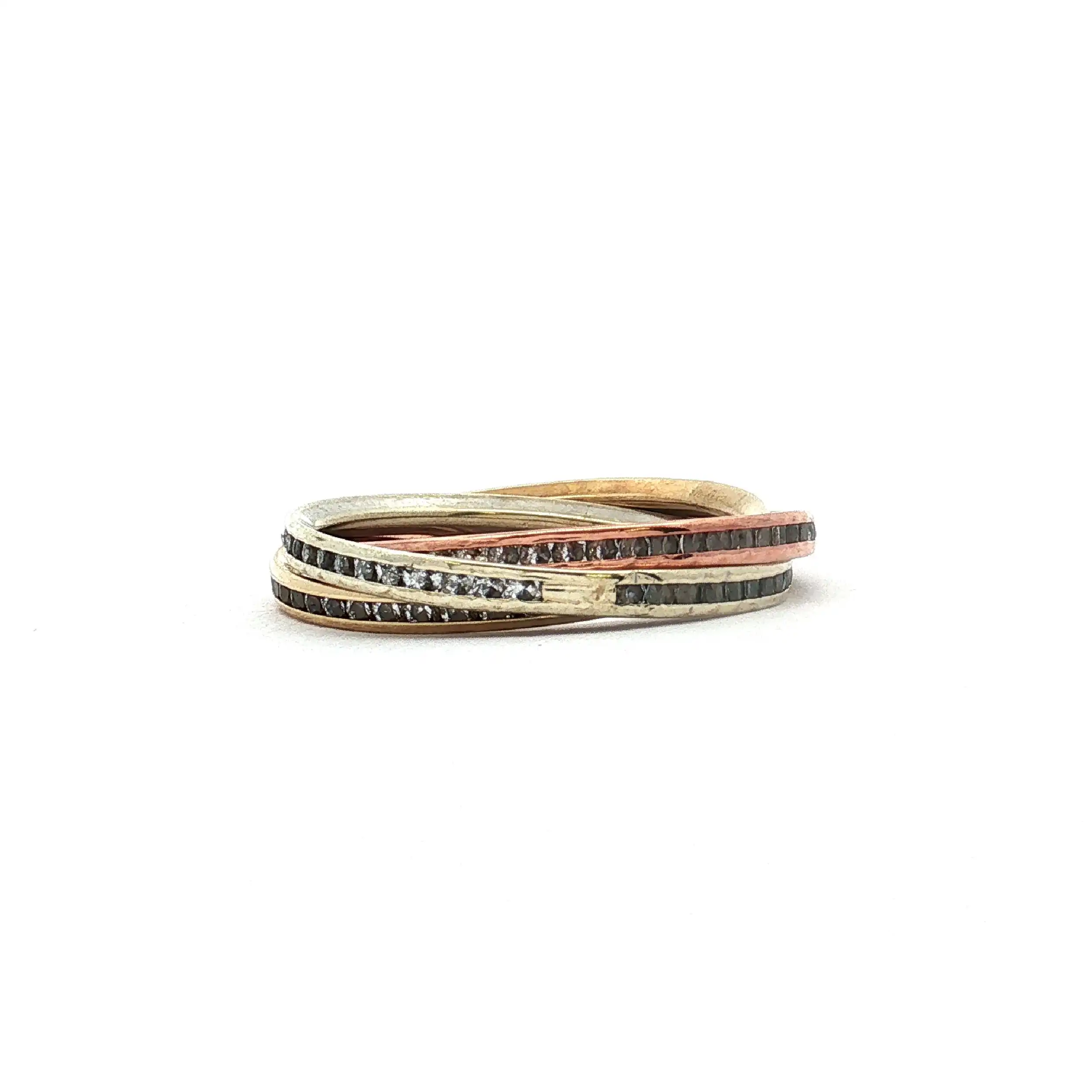 Rollring Tricolor mit Zirkonia