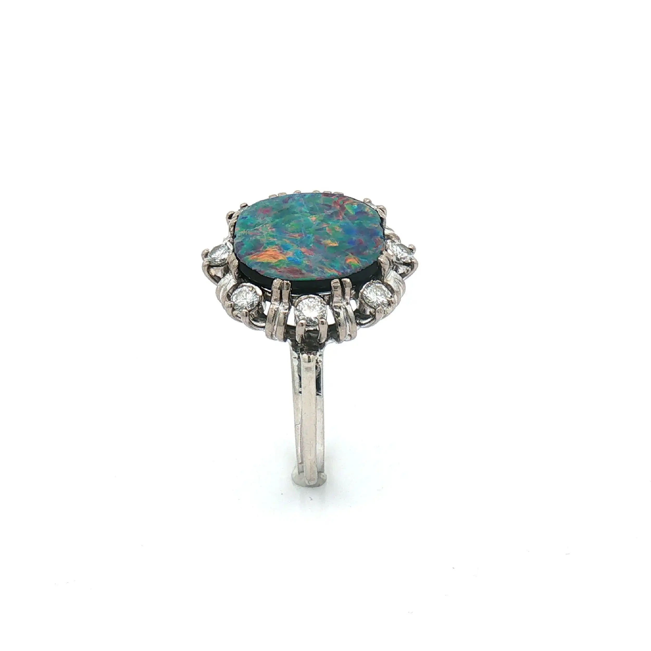Ring Weißgold mit Opal Doublette und Brillanten