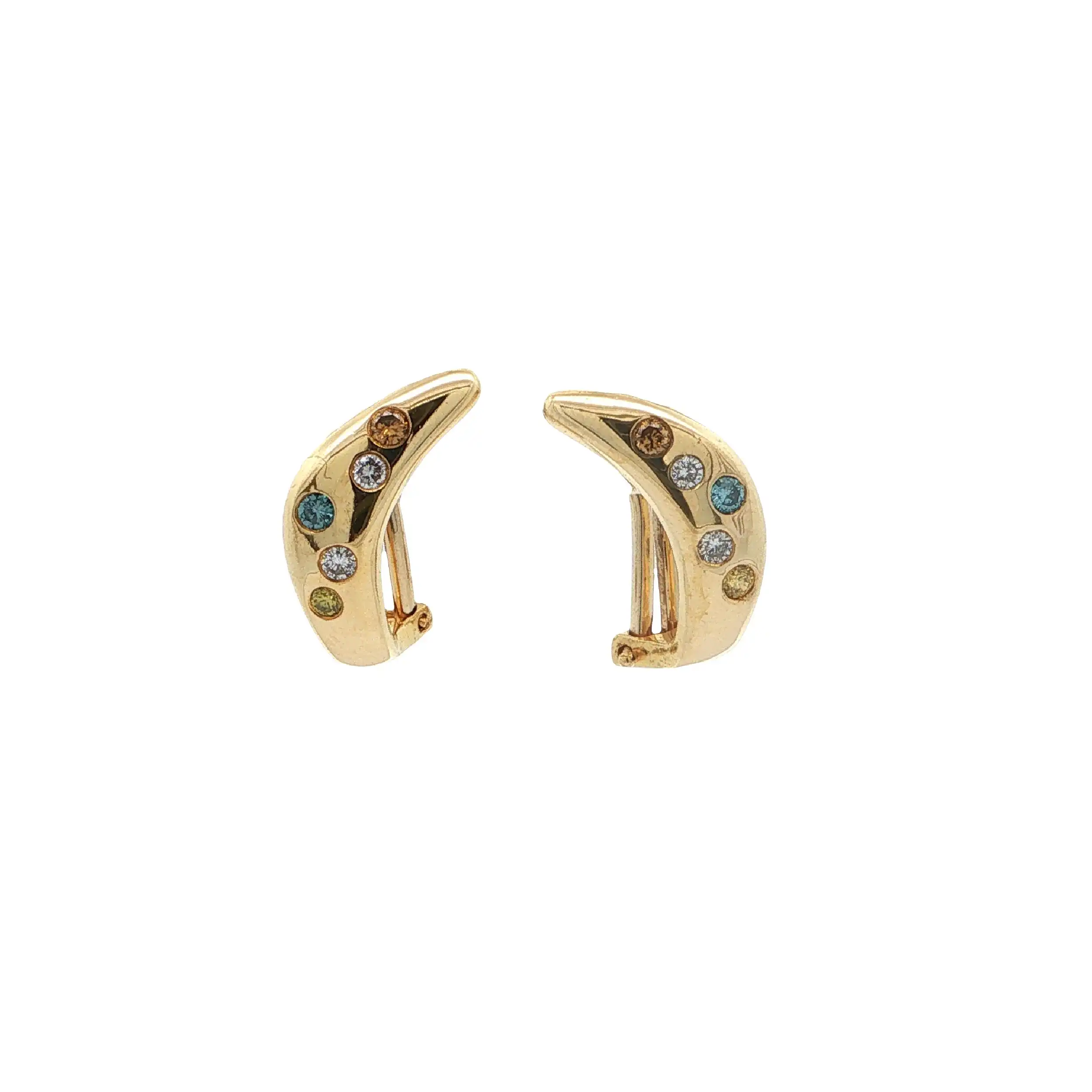 Ohrstecker/ Clipp Gelbgold mit Fancy-Diamonds