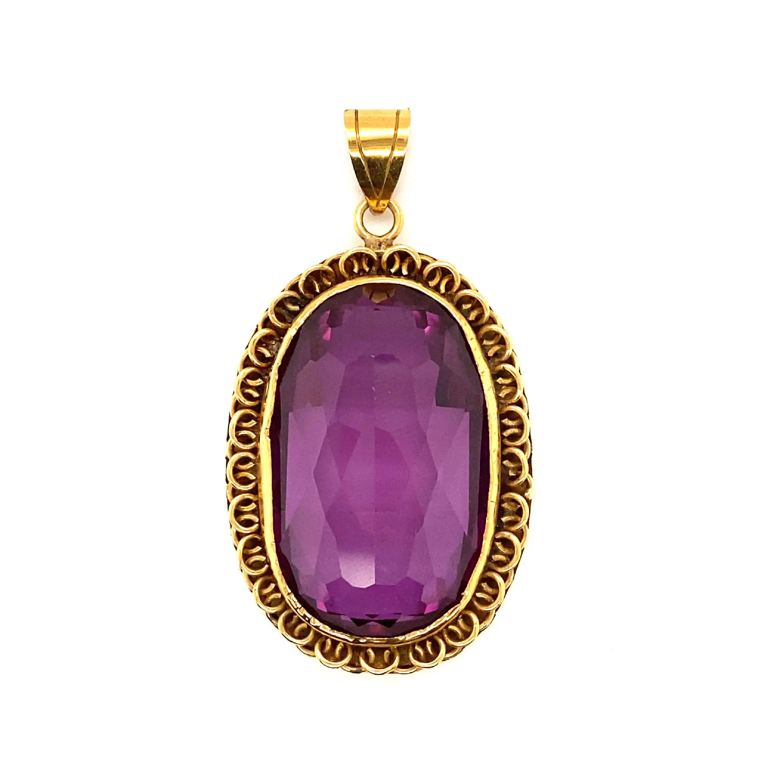 Anhänger Gelbgold mit synthetischem Amethyst Anhänger Gelbgold mit synthetischem Amethyst