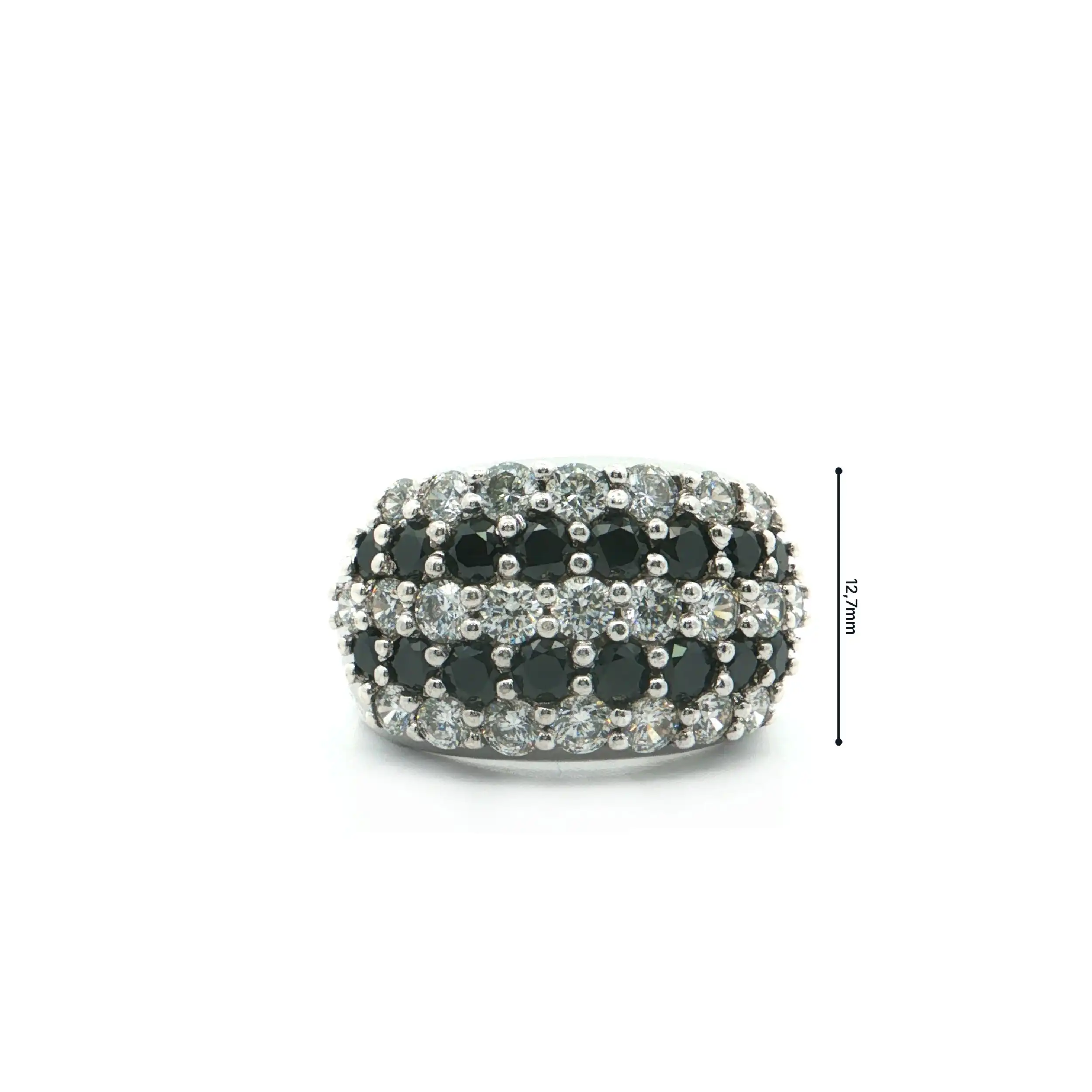Ring Silber mit schwarzen und weißen Zirkonia