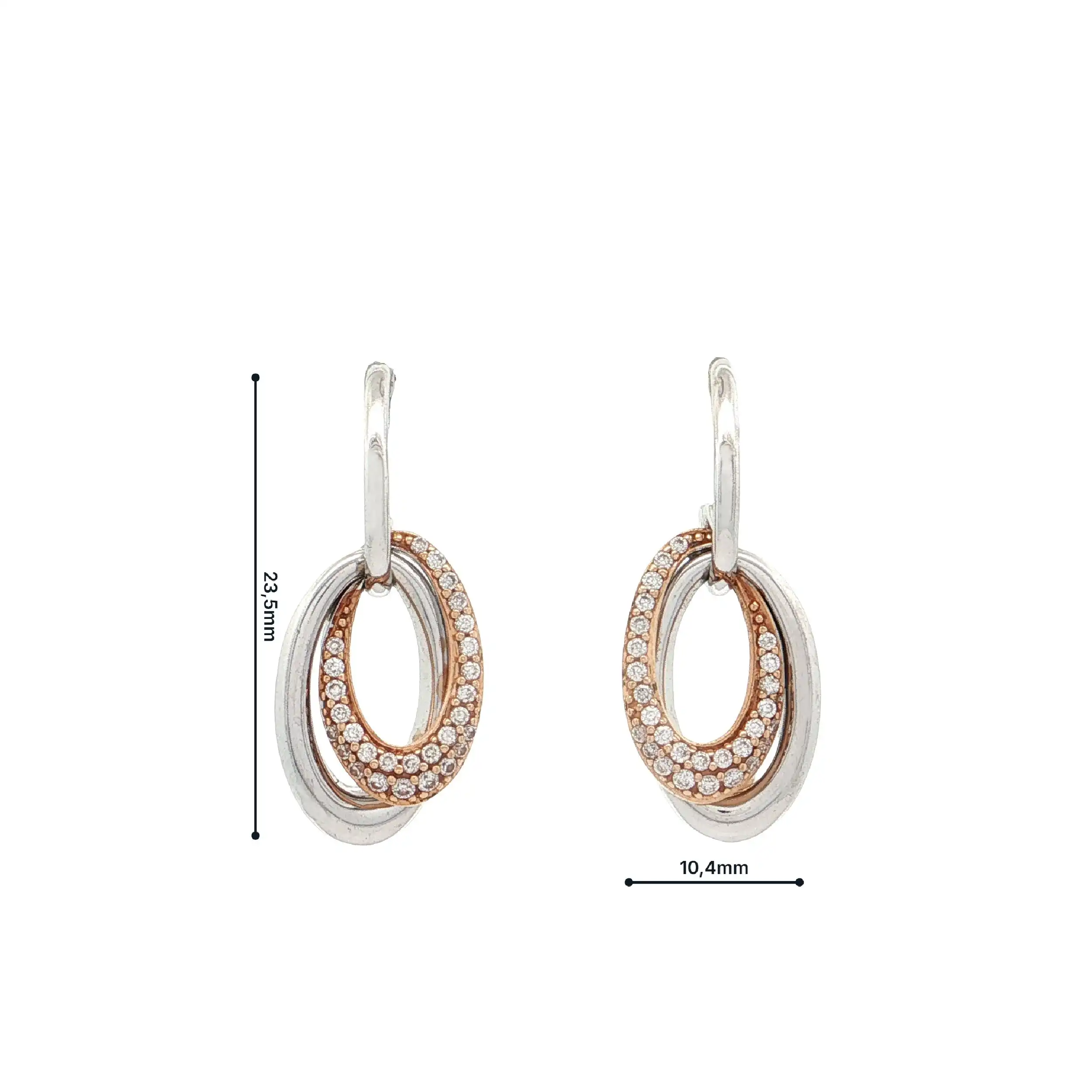 Ohrhänger Bicolor mit Brillanten, graviert mit 0,125ct pro Seite