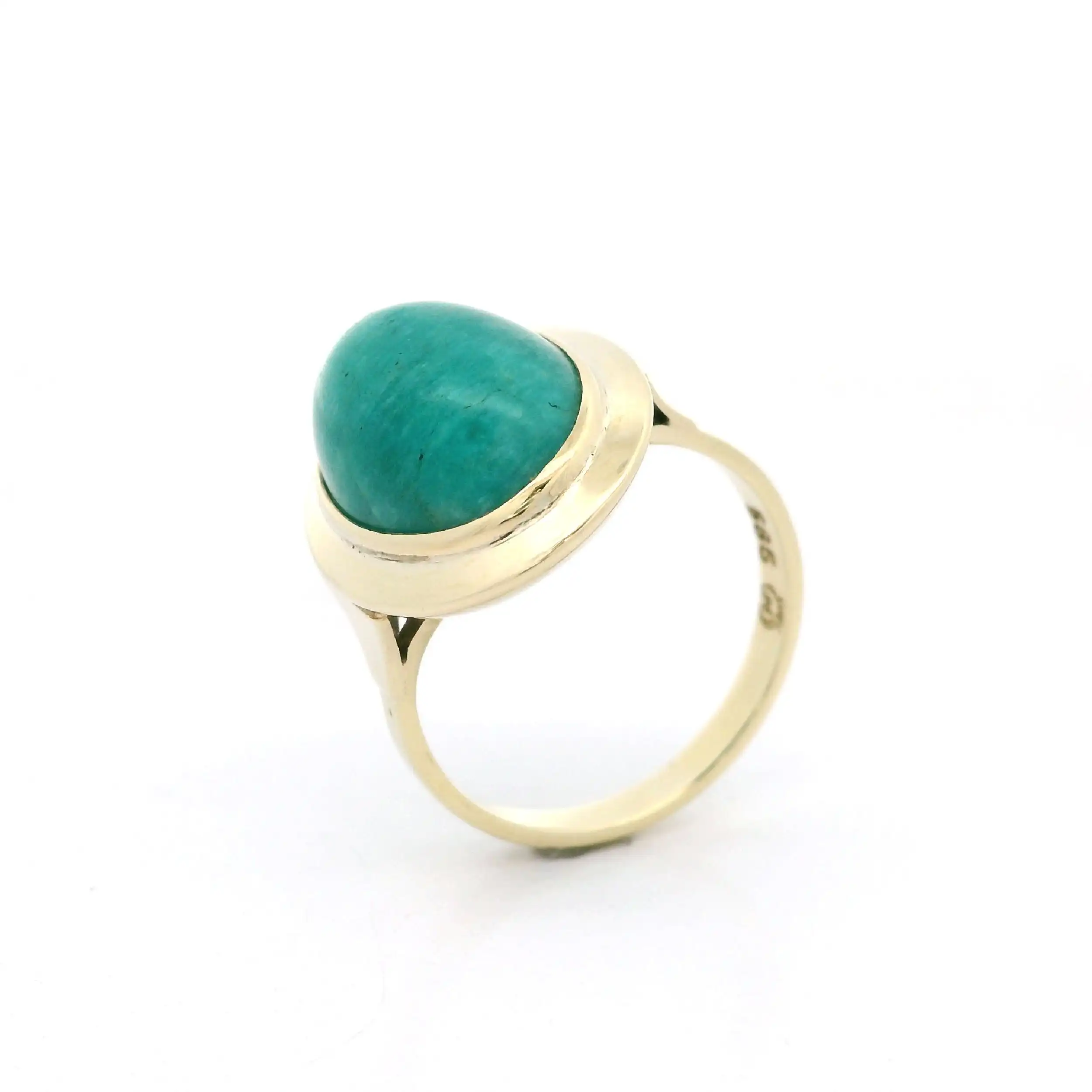Ring Gelbgold Malachit Cabochon