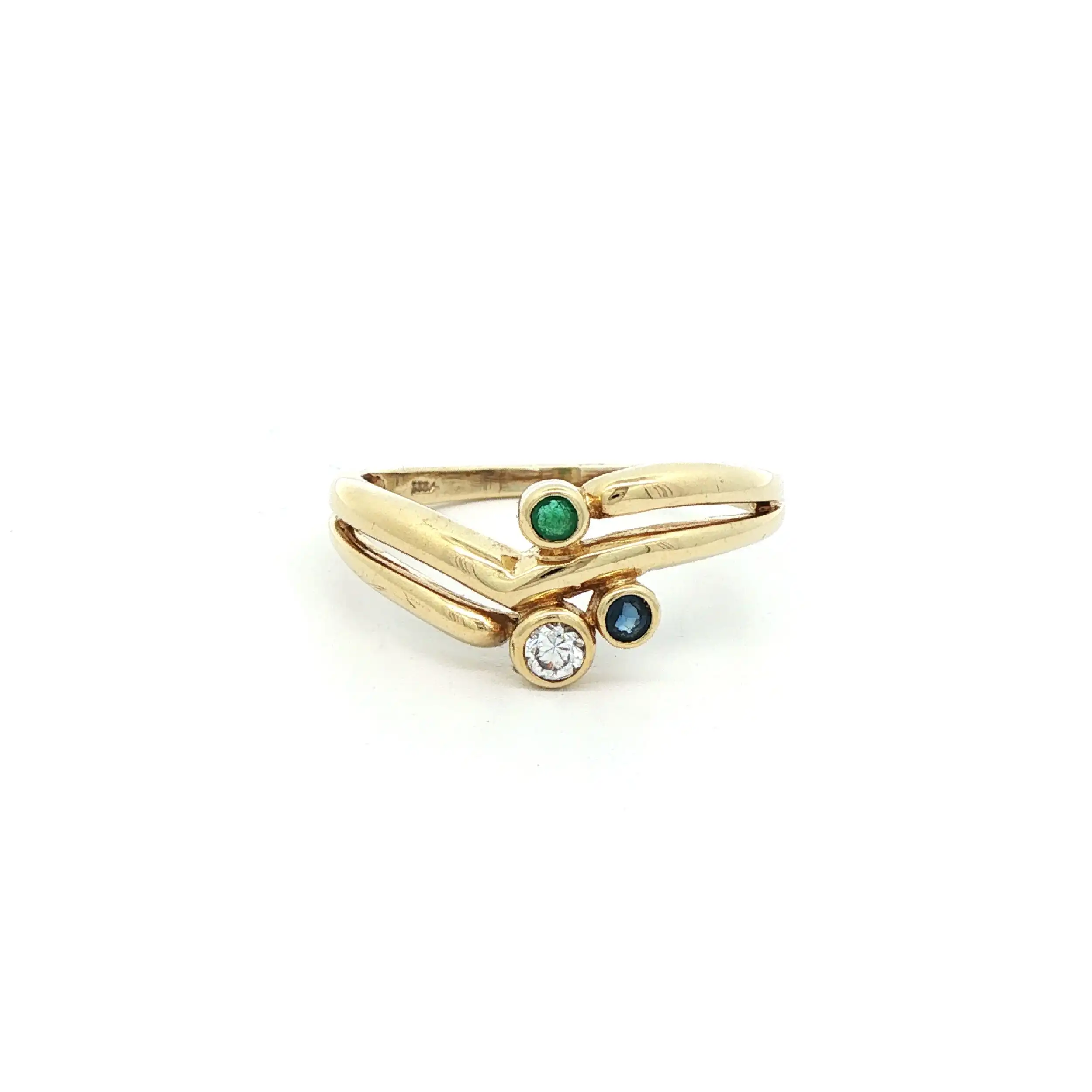 Ring Gelbgold mit Farbsteinen und Zirkonia