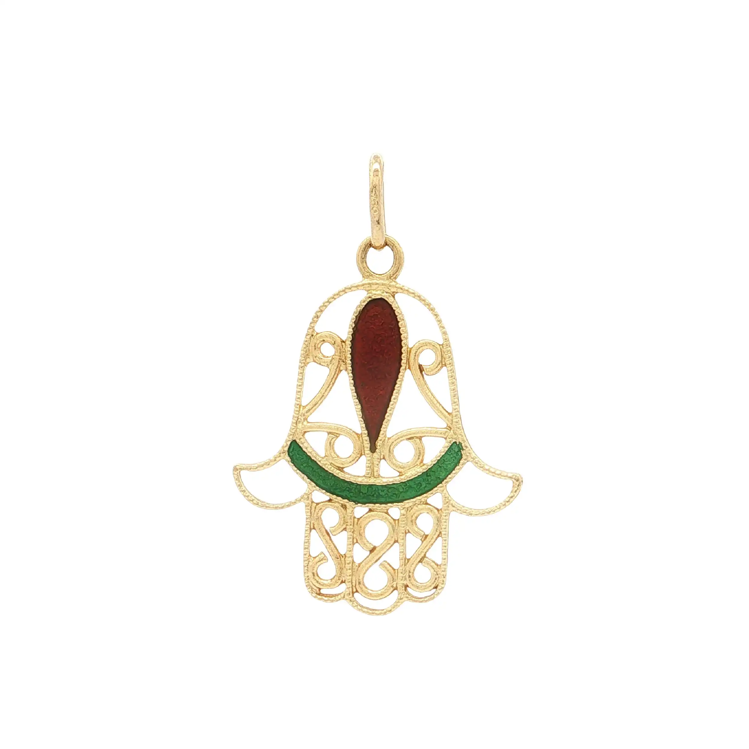 Anhänger Gelbgold "Hand der Fatima" mit Emaille Anhänger Gelbgold "Hand der Fatima" mit Emaille