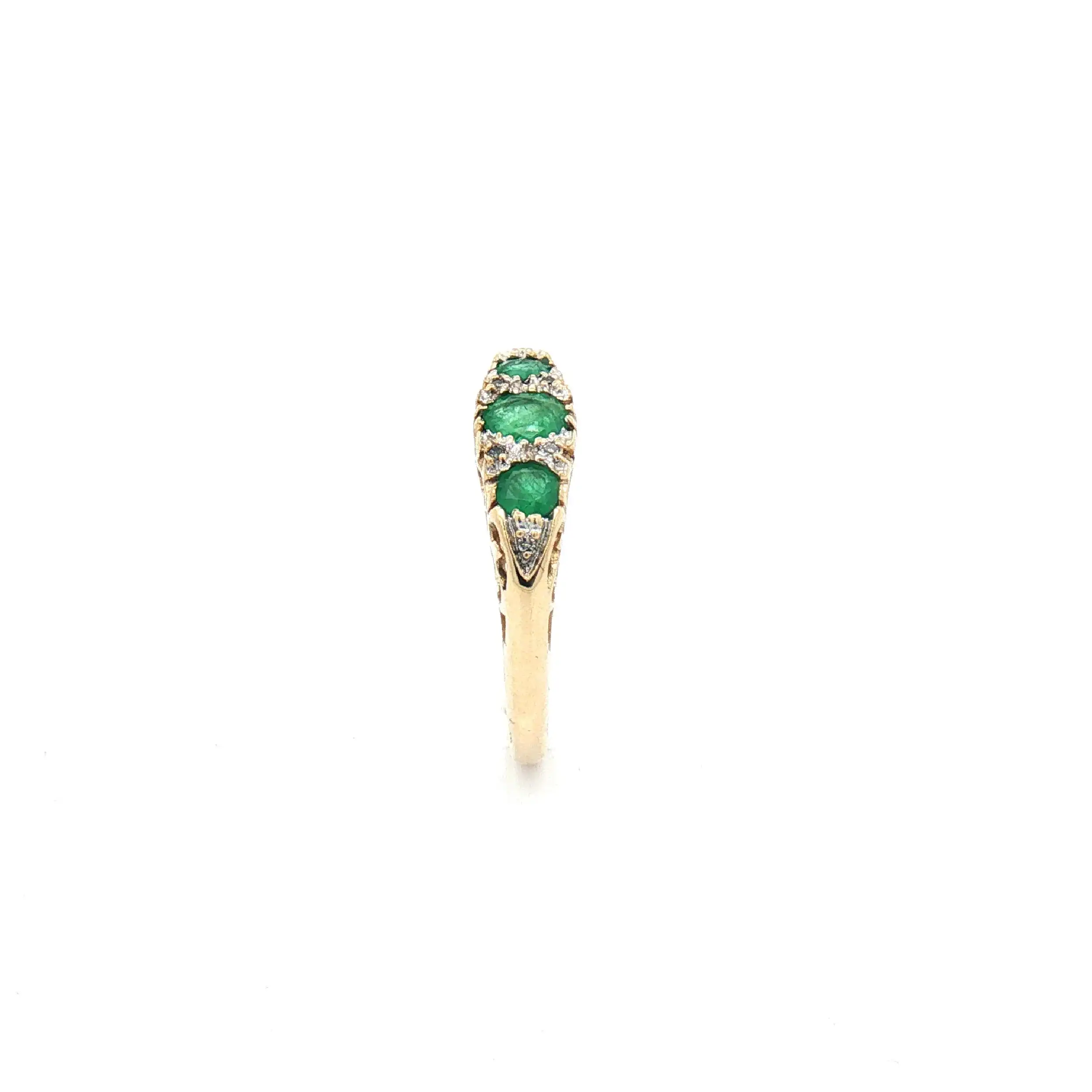 Ring Bicolor mit Diamanten und grünen Farbsteinen