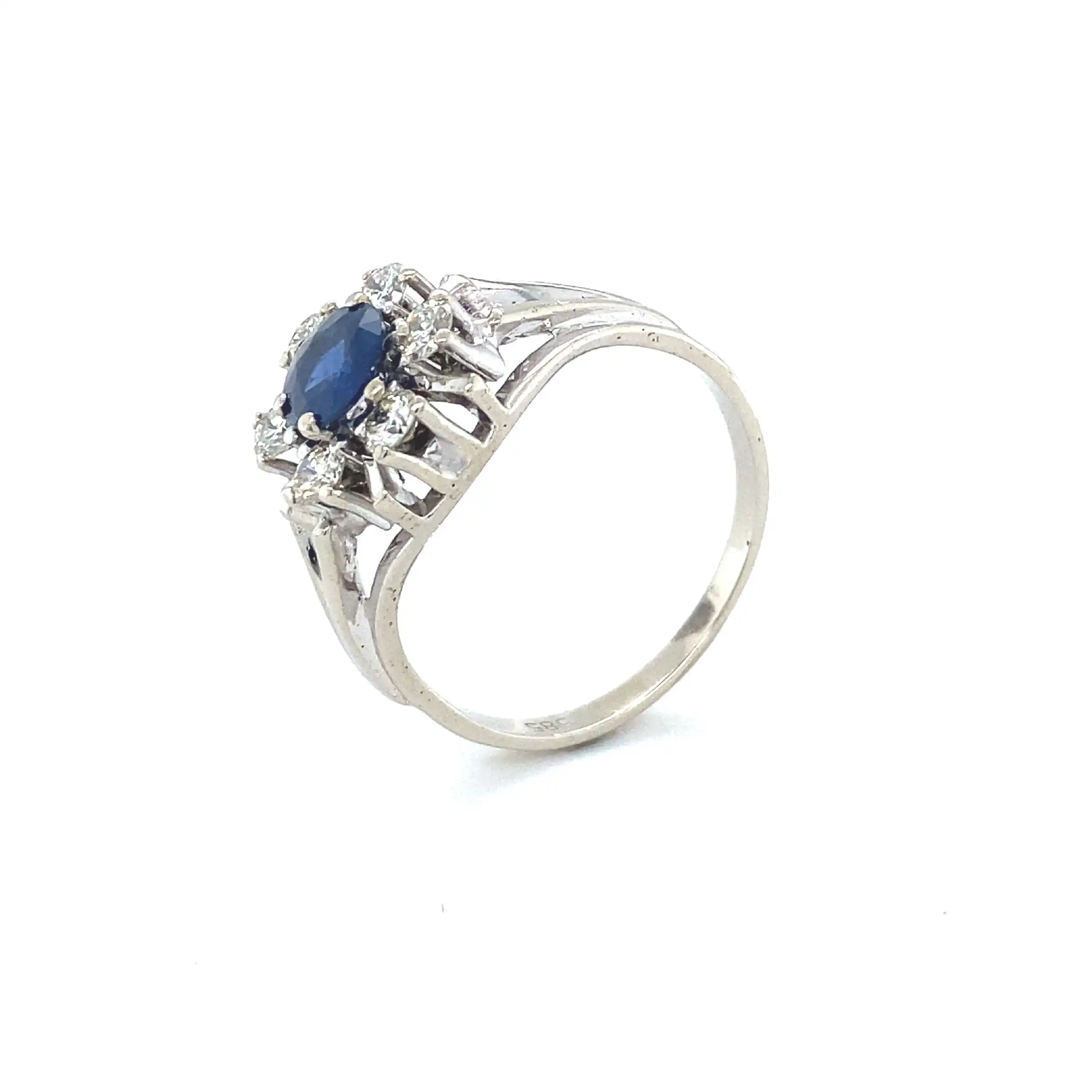 Ring mit Saphir und Brillanten, mit Expertise von EPL