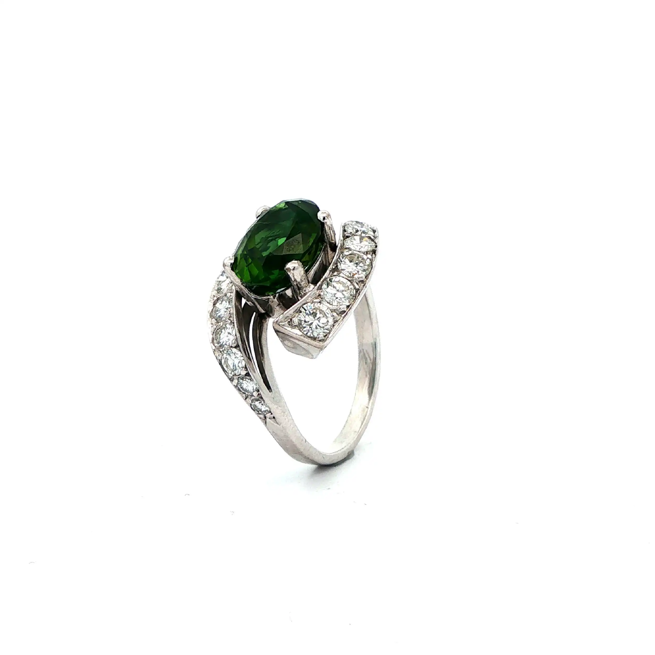 Ring Weißgold mit Brillanten und Turmalin Ring Weißgold mit Brillanten und Turmalin