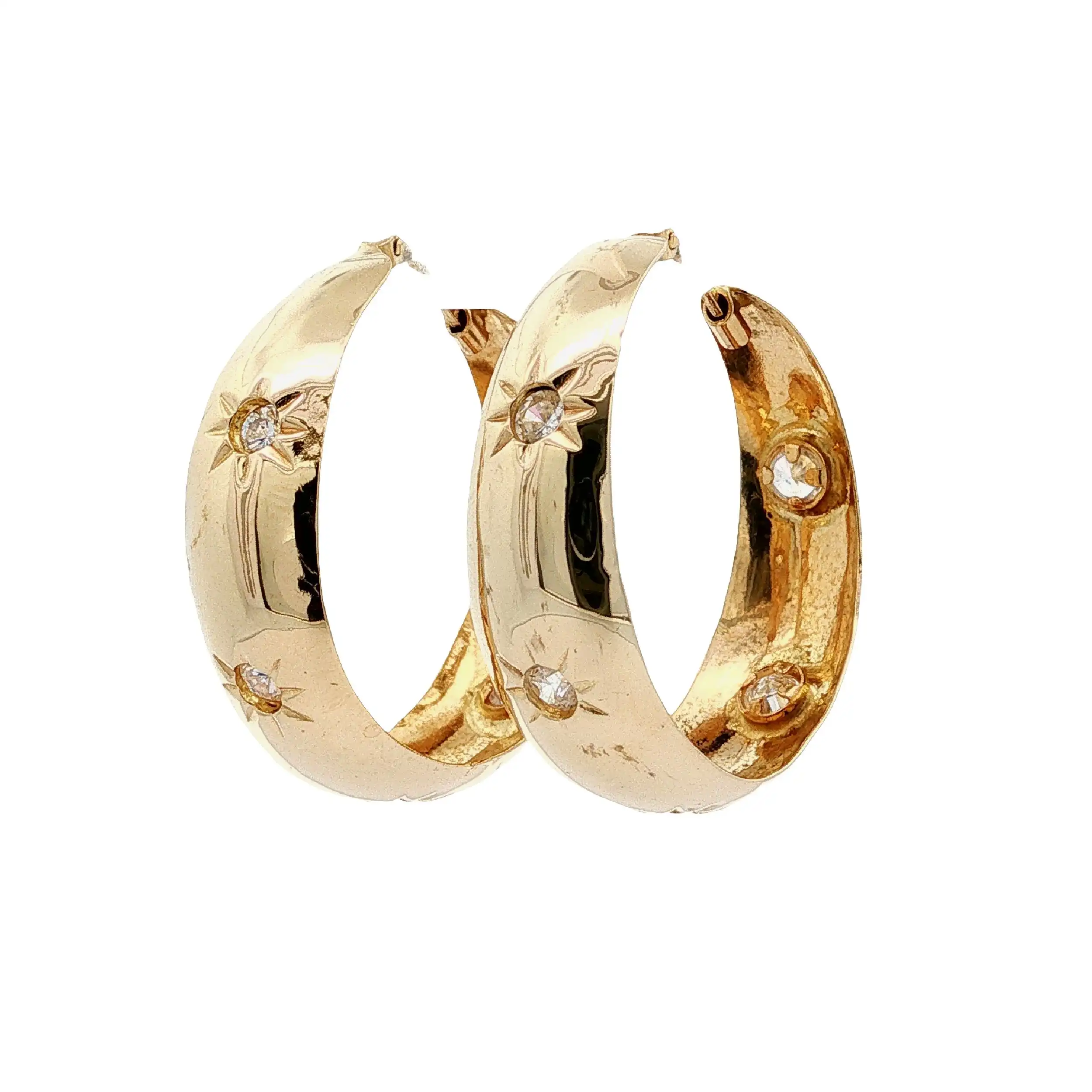 Creolen Gelbgold mit Zirkonia