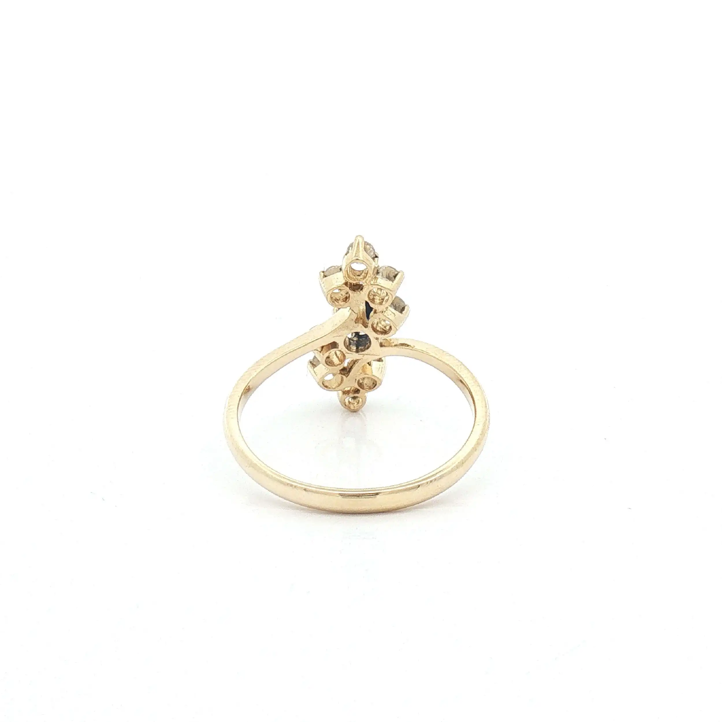 Ring Gelbgold mit blauem Farbstein und Zirkonia