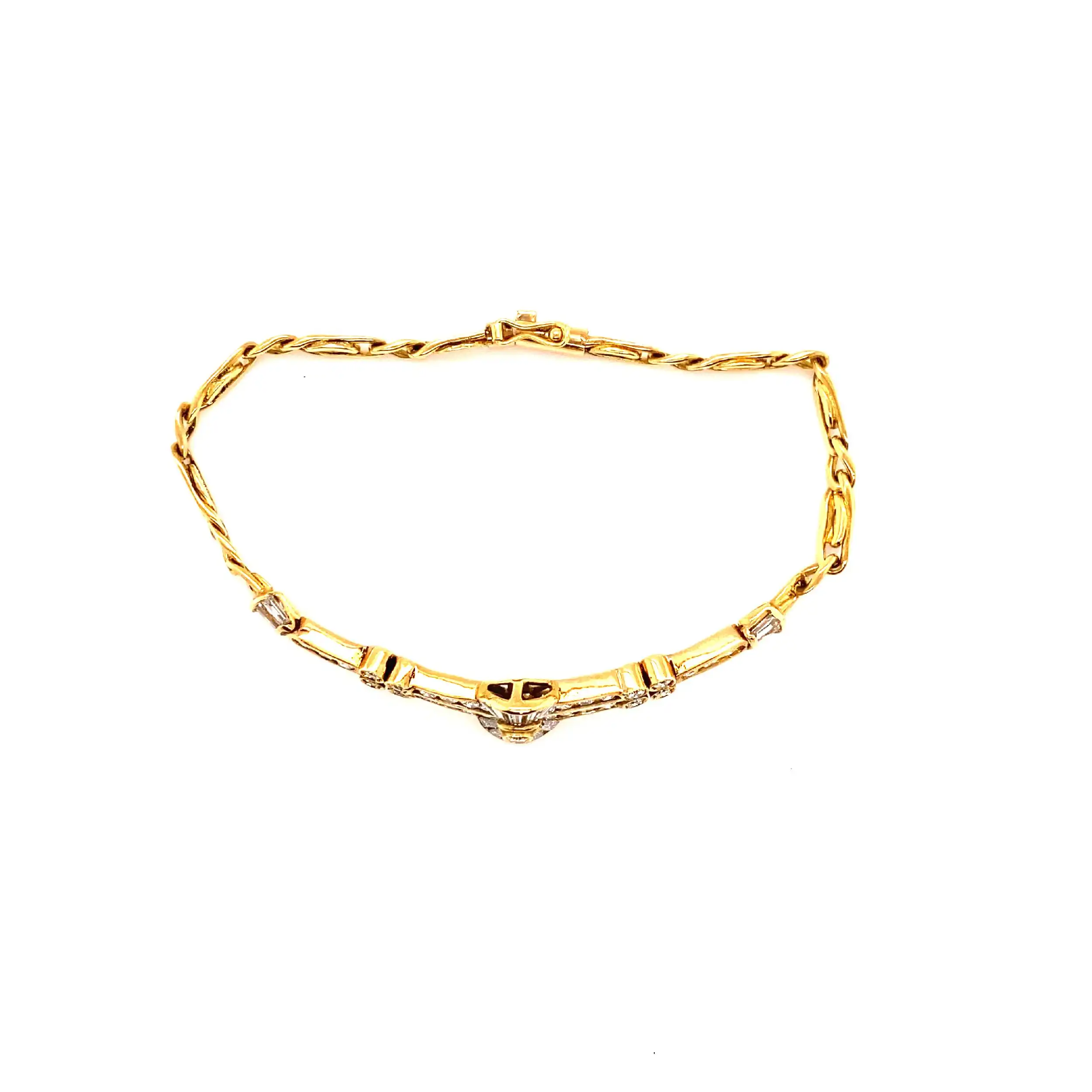 Armband Gelbgold mit Baguettediamanten und Brillanten