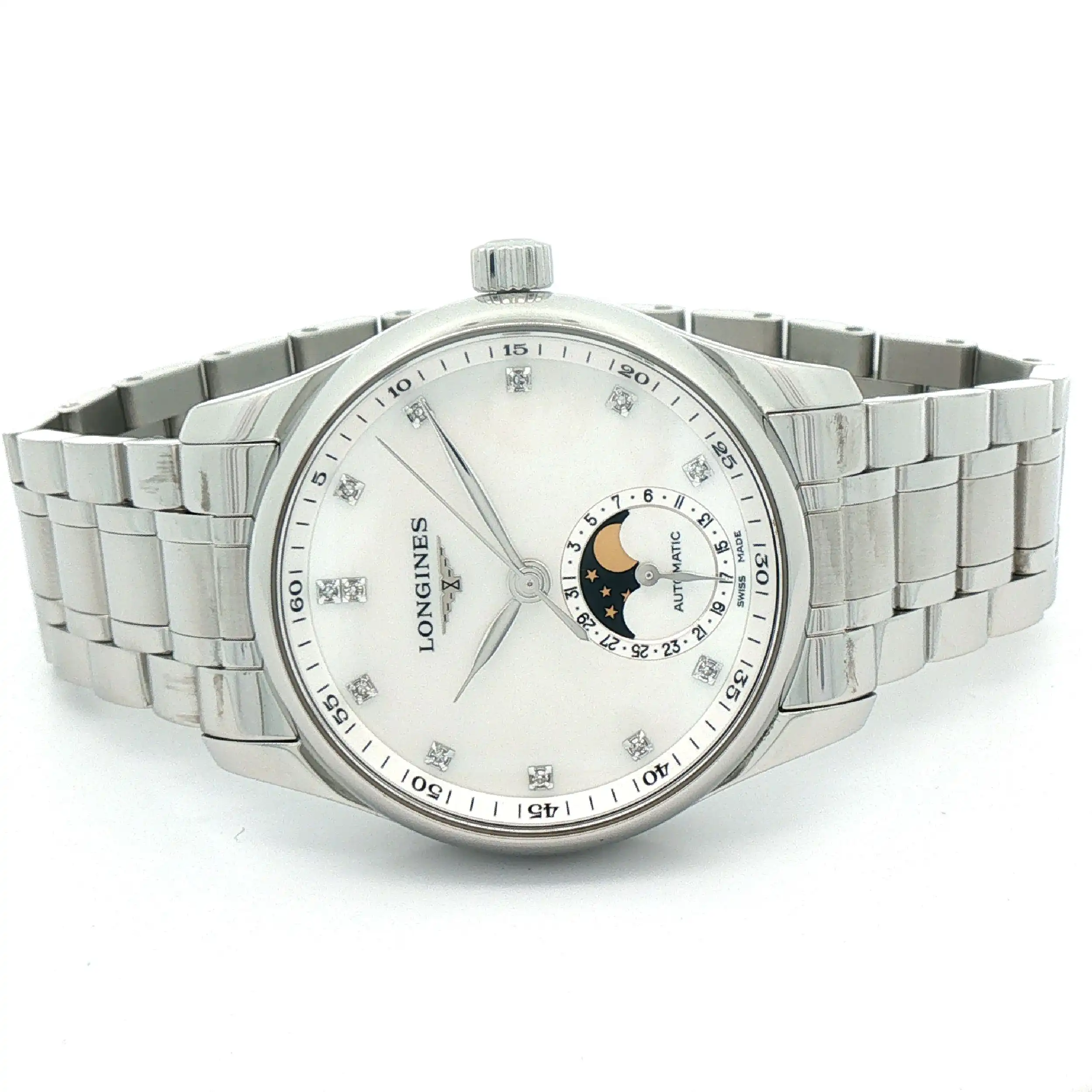 Damenuhr Longines Master Collection mit Perlmutt-Diamanten Ziffernblatt