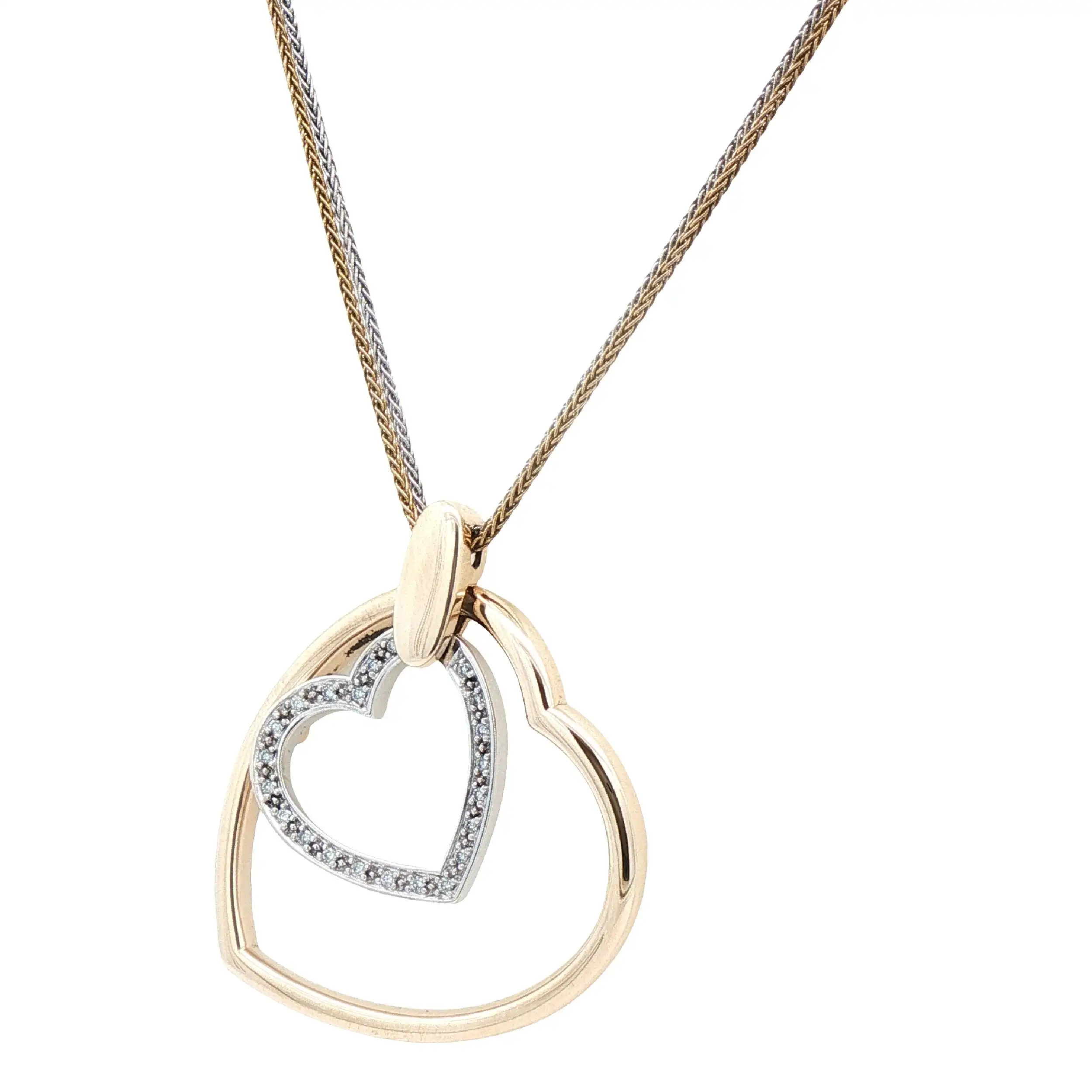Collier Bicolor mit Herzanhänger mit Brillanten Collier Bicolor mit Herzanhänger mit Brillanten