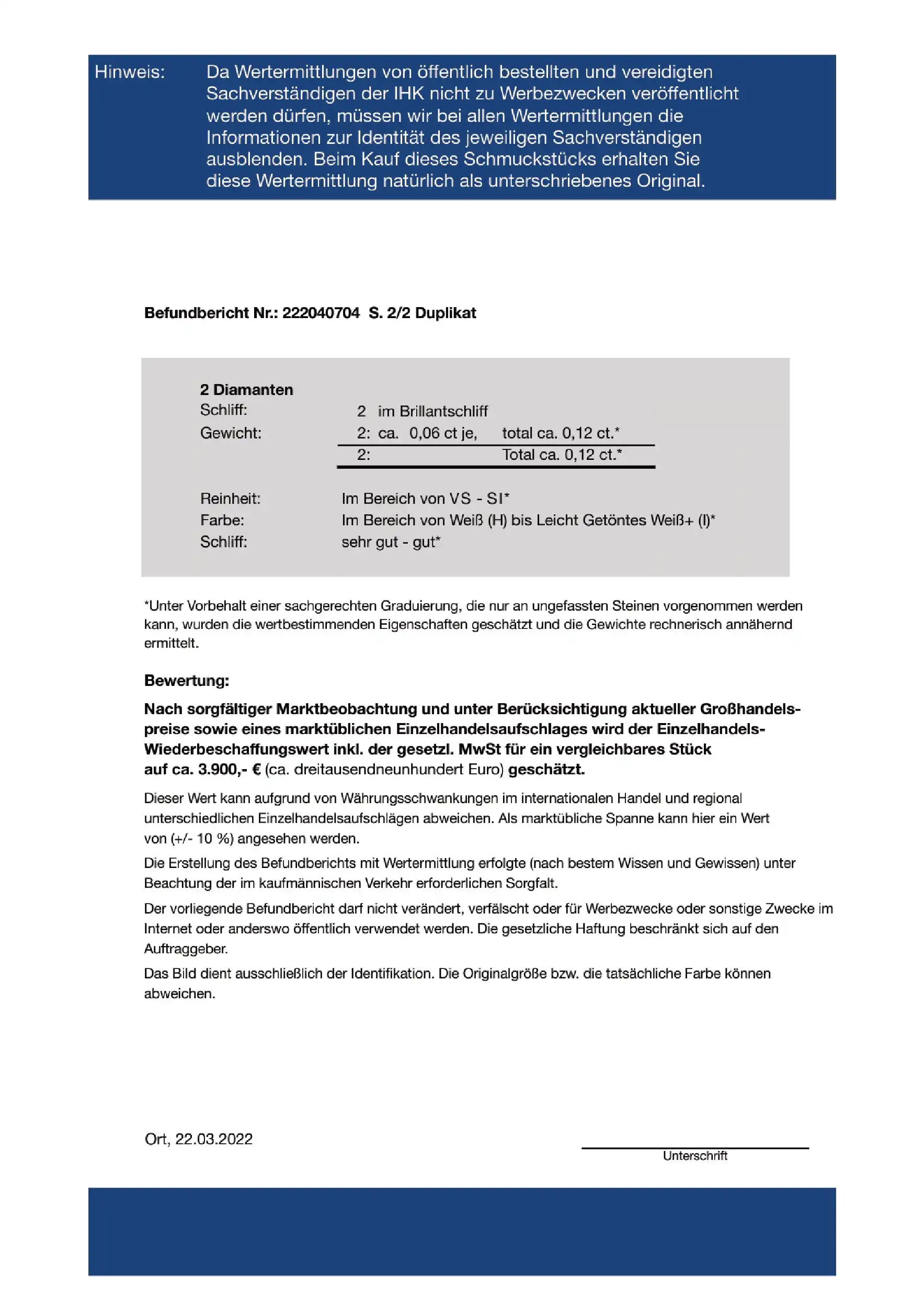 Ring Weißgold mit Saphir und Brillanten, mit Expertise von EPL